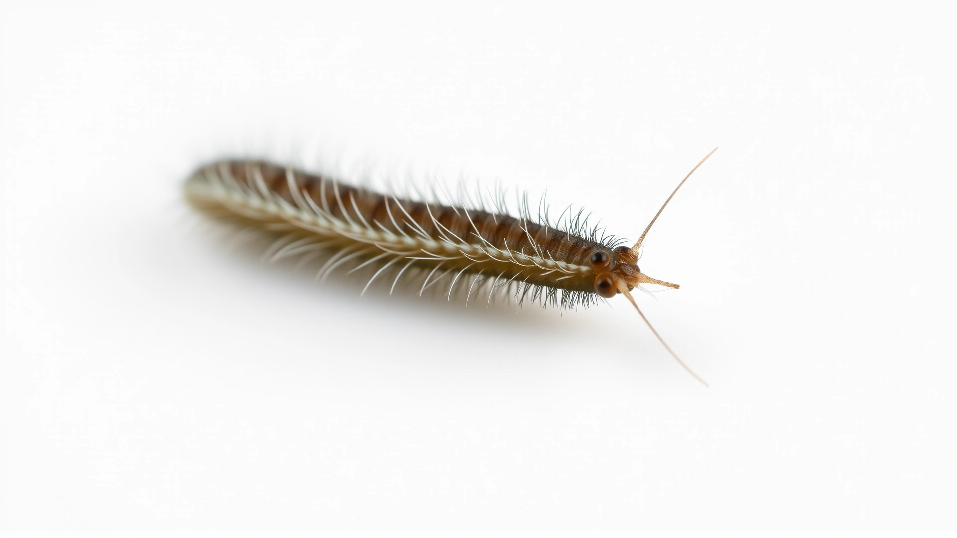 High-resolution macro photograph of a Capillaria worm against a neutral white background, showing its thin hair-like body