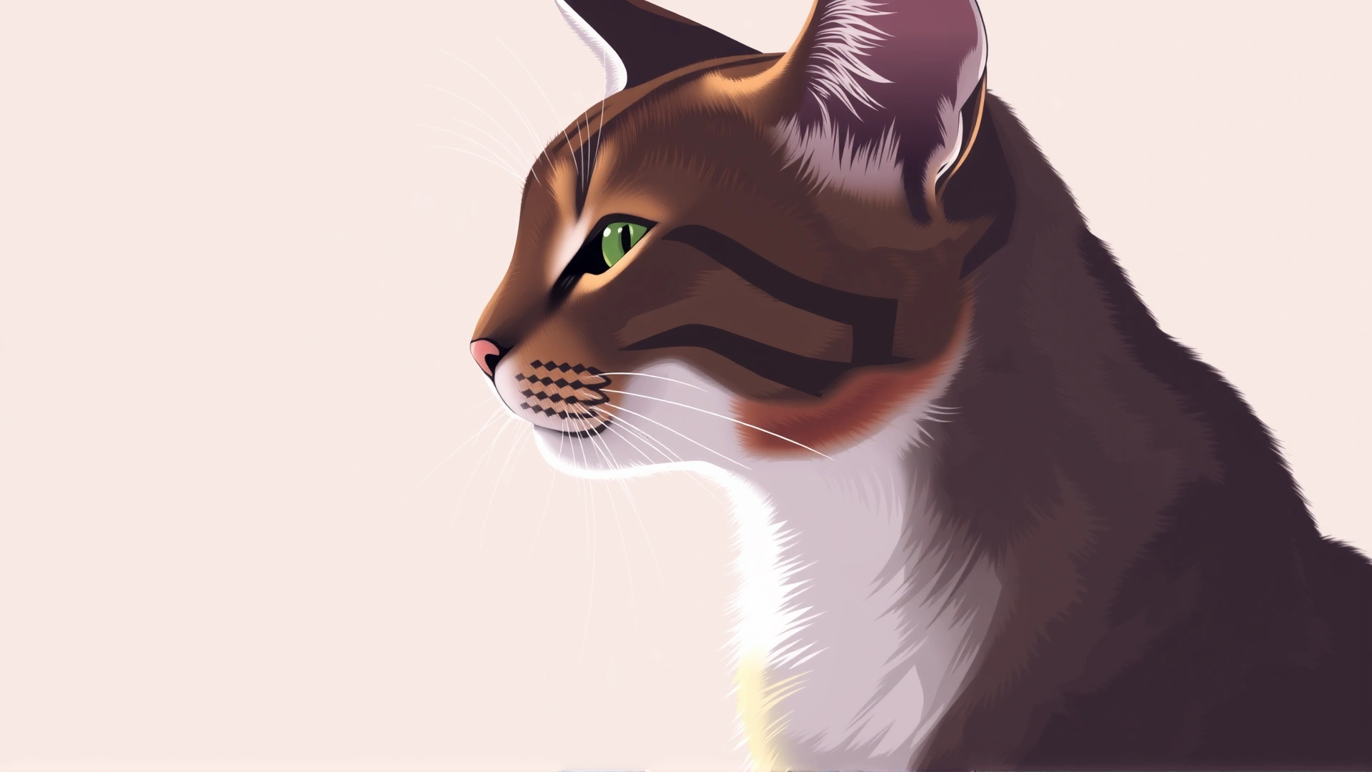 Text-free illustration of a cat in profile with the neck area subtly highlighted to show thyroid location, flat vector style, pastel color palette.