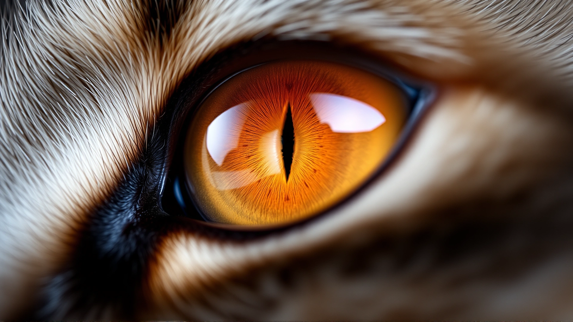 Macro photograph of a cat's eye highlighting internal layers and retina subtly without labels, vibrant detail, shallow depth of field