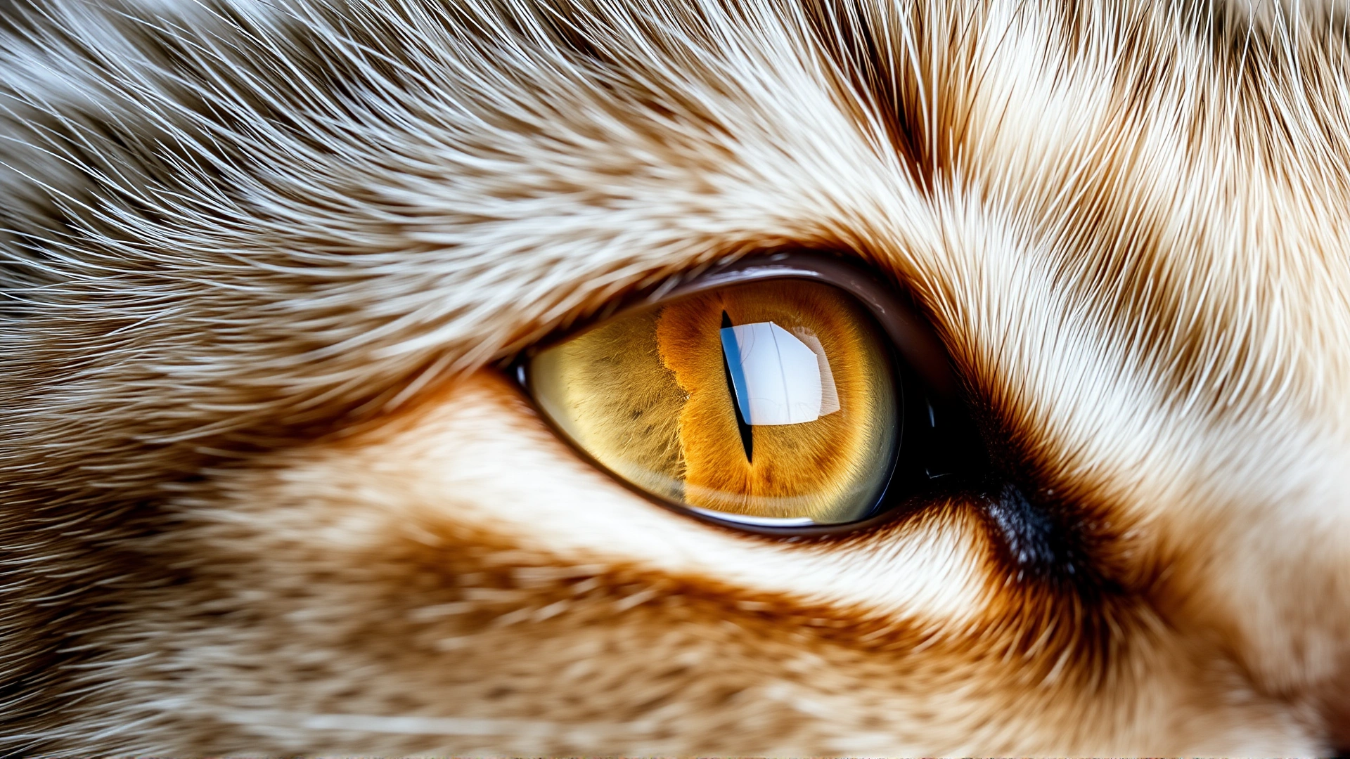 Macro photograph of a healthy cat eye highlighting the cornea and sclera in sharp detail, neutral background