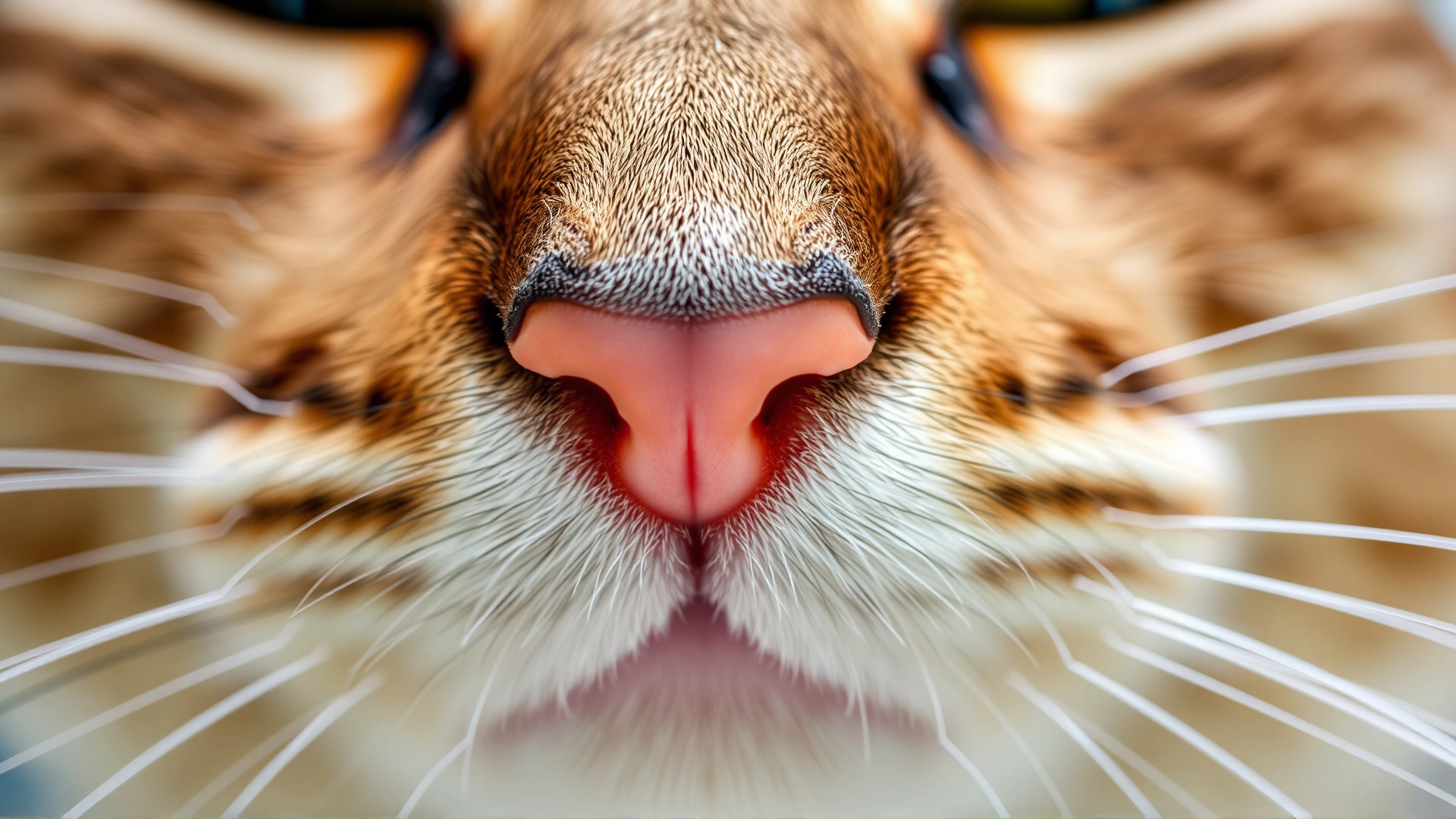 Illustrative close-up photo of a cat's muzzle and nose from below, highlighting nasal passages (no text)