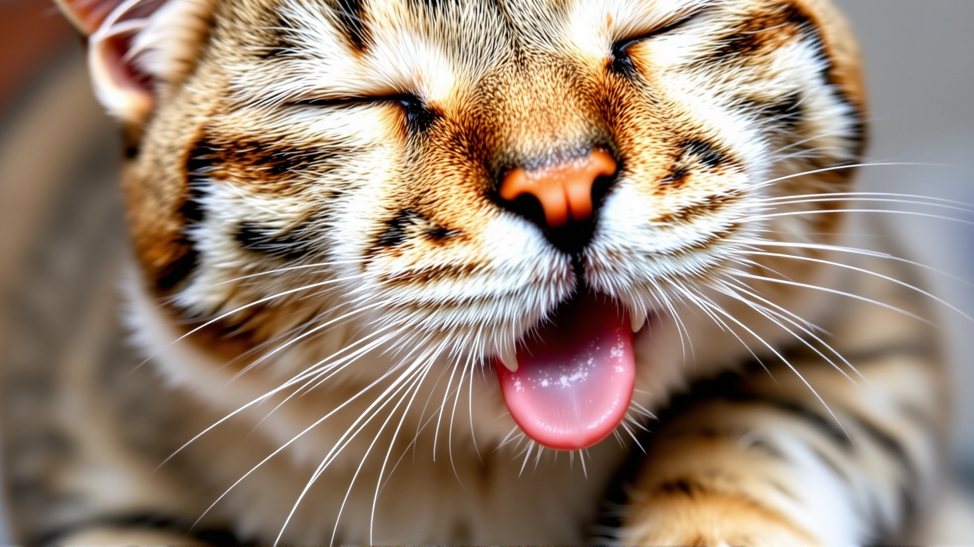 Close-up photo of a tabby cat drooling and holding its head low, illustrating discomfort and potential esophageal obstruction.