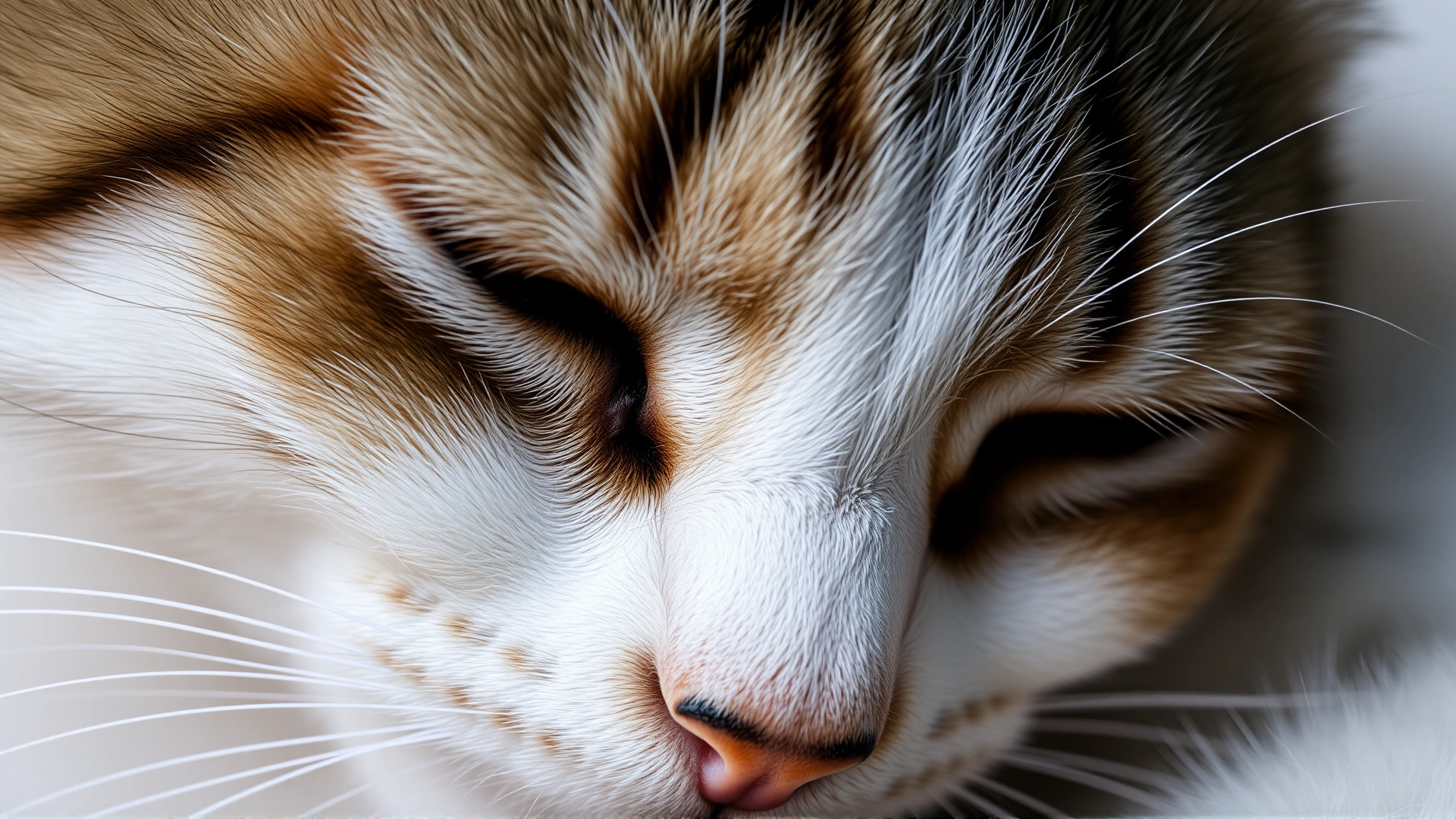 Close-up of a tired cat with dilated pupils and drooping head, illustrating muscle weakness.