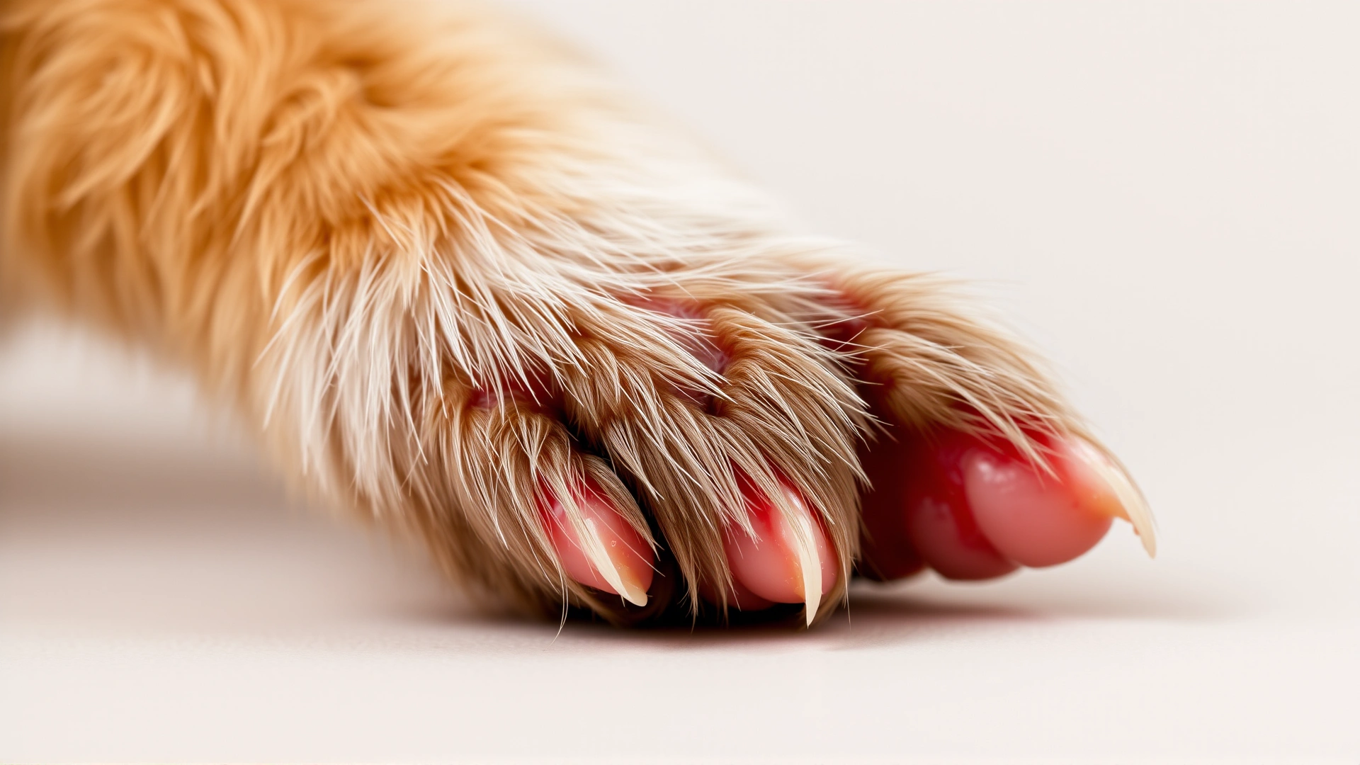 Macro shot of a guinea pig paw showing mild redness indicative of early-stage bumblefoot, set against a neutral background for clarity.