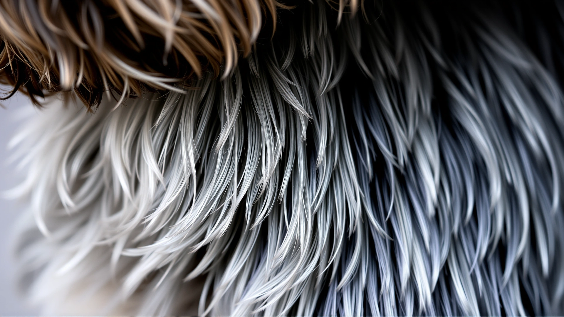 Close-up photograph showcasing the rough double coat of a Glen of Imaal Terrier in distinctive blue brindle coloration, with hair texture clearly visible