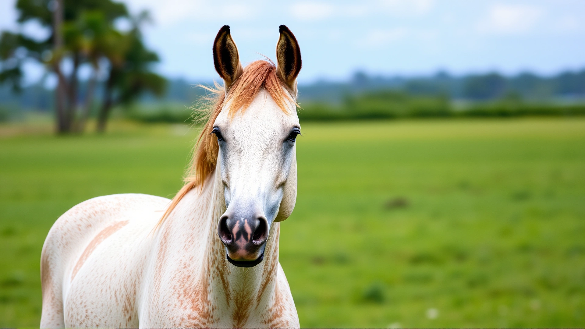 A side-profile photograph of a healthy Florida Cracker Horse standing in a green pasture, showing its compact build and refined head.