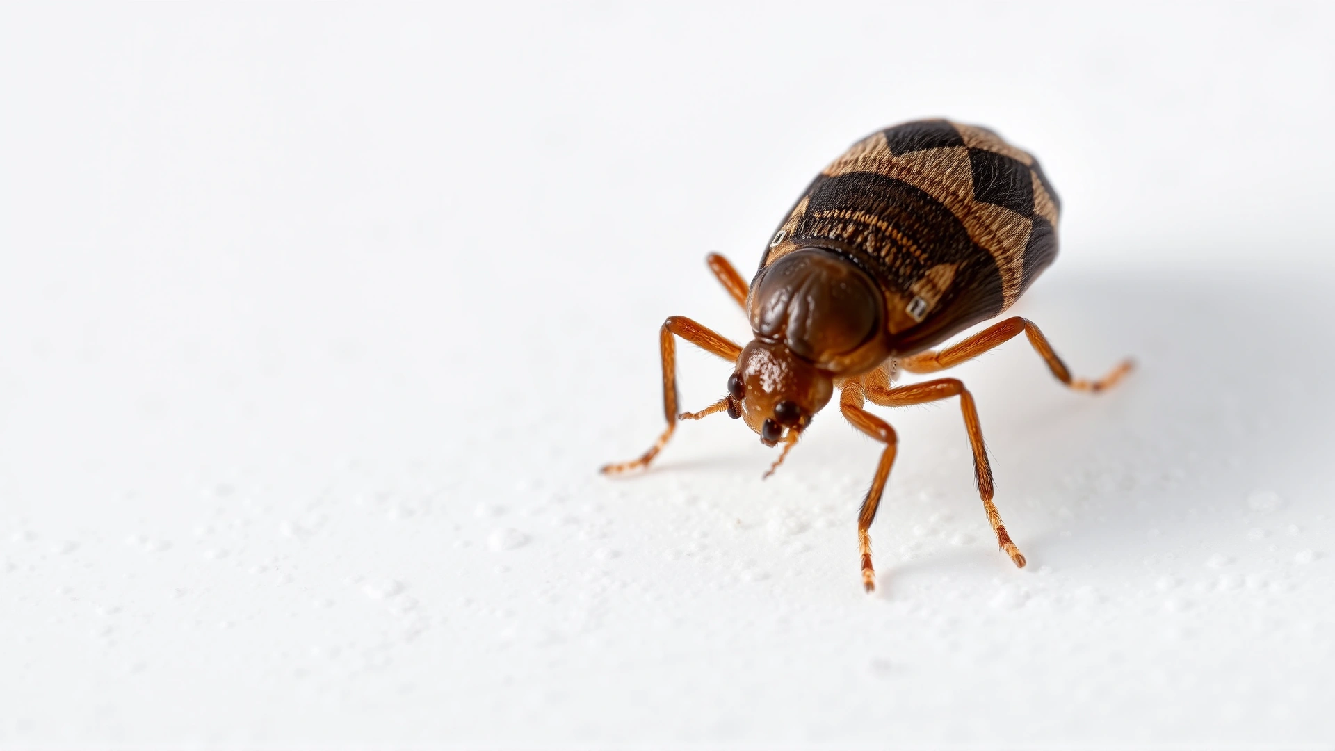 Extreme macro shot of Otodectes cynotis ear mite on a white background, highly detailed, studio lighting