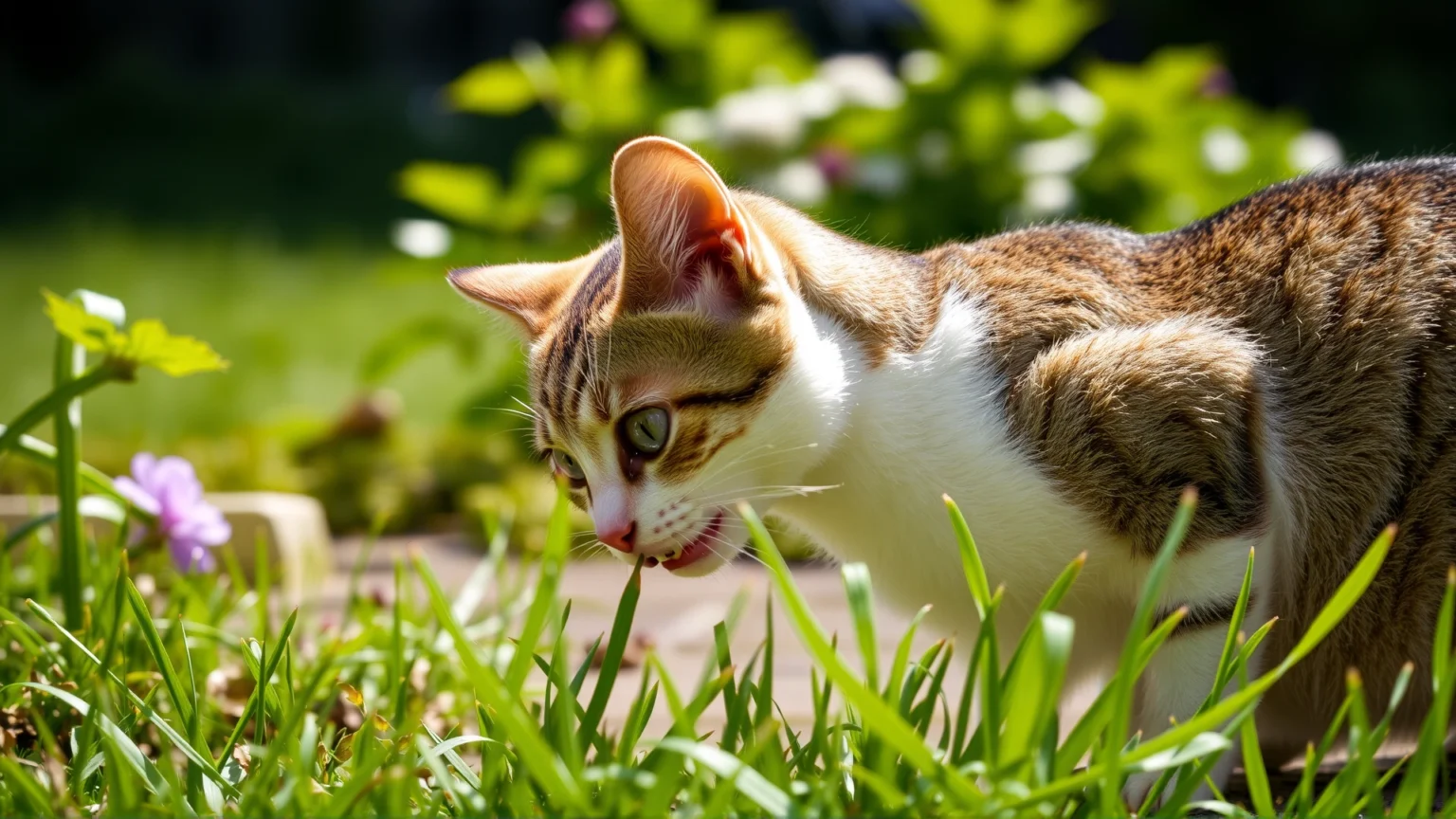 لماذا تأكل القطط العشب؟ الأسباب العلمية ونصائح لحماية قطتك