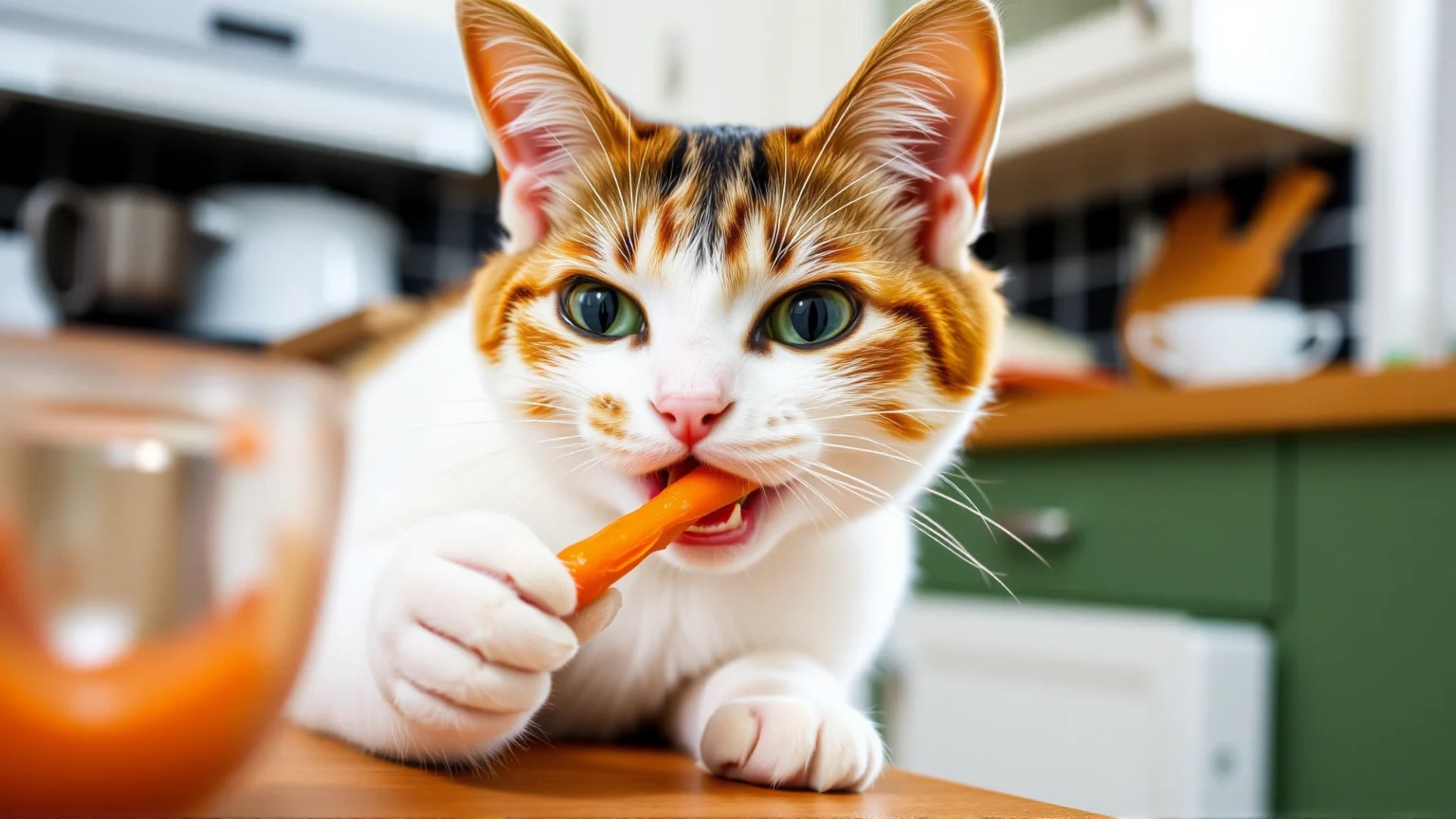 هل يُحسِّن الجَزَر نظر قطّتك؟ الحقائق العلمية، الفوائد، والمخاطر