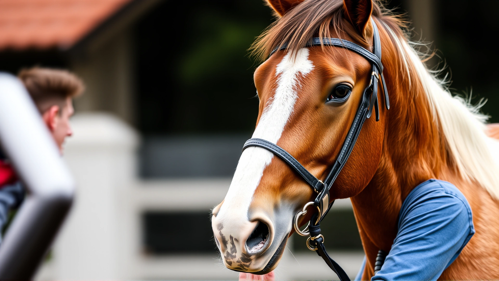 Close-up of an American Saddlebred gently touching noses with a smiling rider, conveying the breed's friendly temperament.