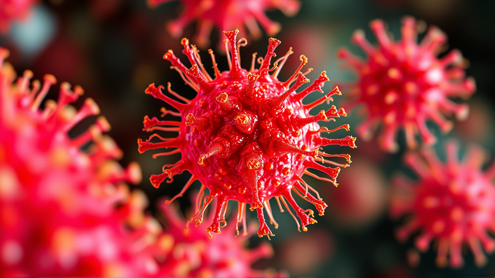 Macro 3D illustration of microscopic fungal cells in vibrant colors, symbolizing fungal infections