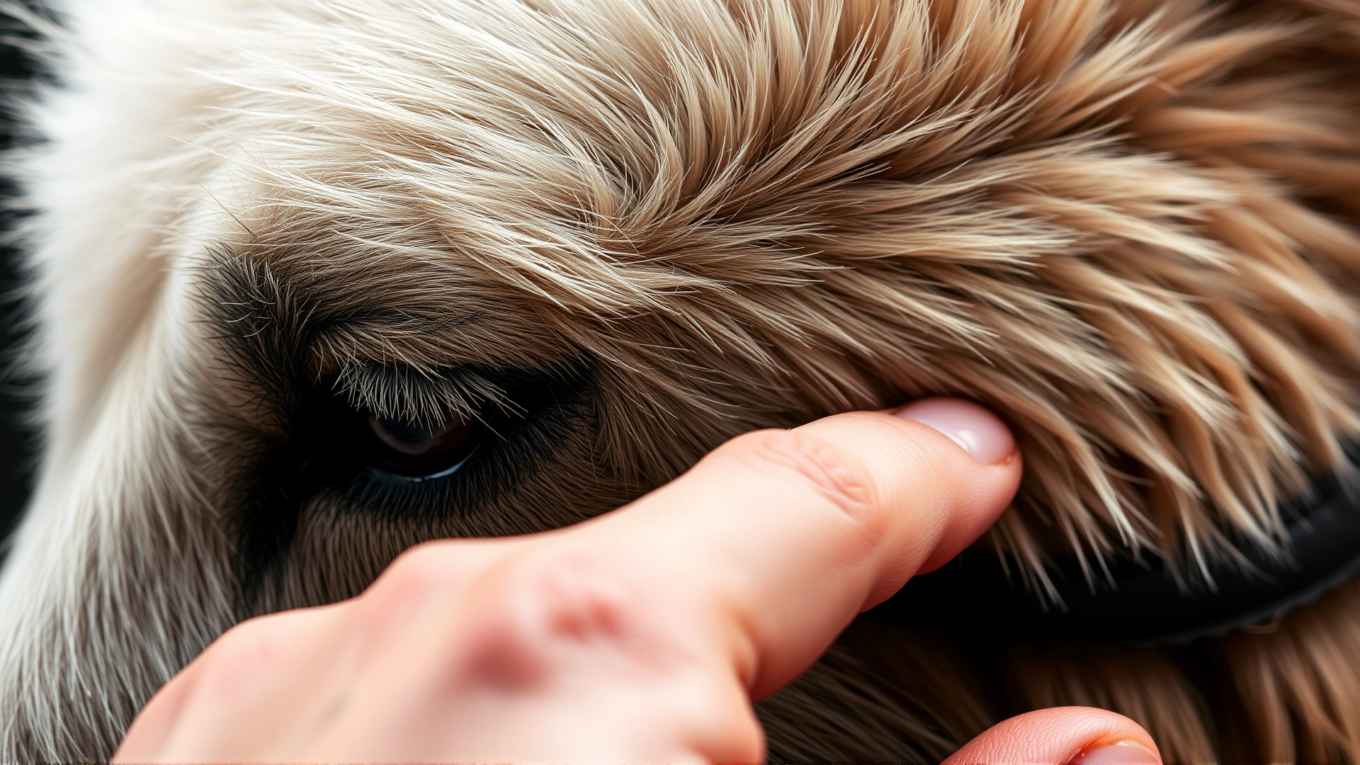 Close-up of a hand brushing the short, sleek coat of an Azawakh, emphasizing coat texture