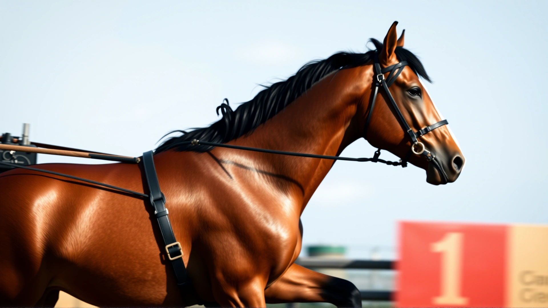 Close-up side profile of a Hackney horse during trot, emphasizing the high knee action and muscular build, sharp focus, no text.