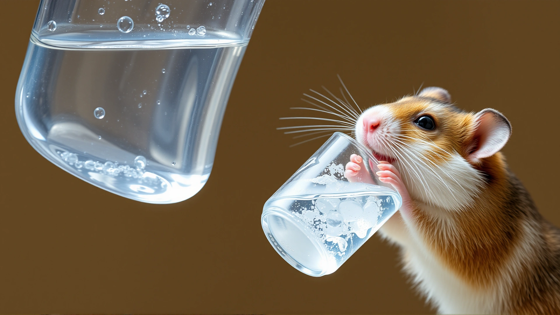 Hamster drinking water from a hanging water bottle, showing increased thirst symptom.