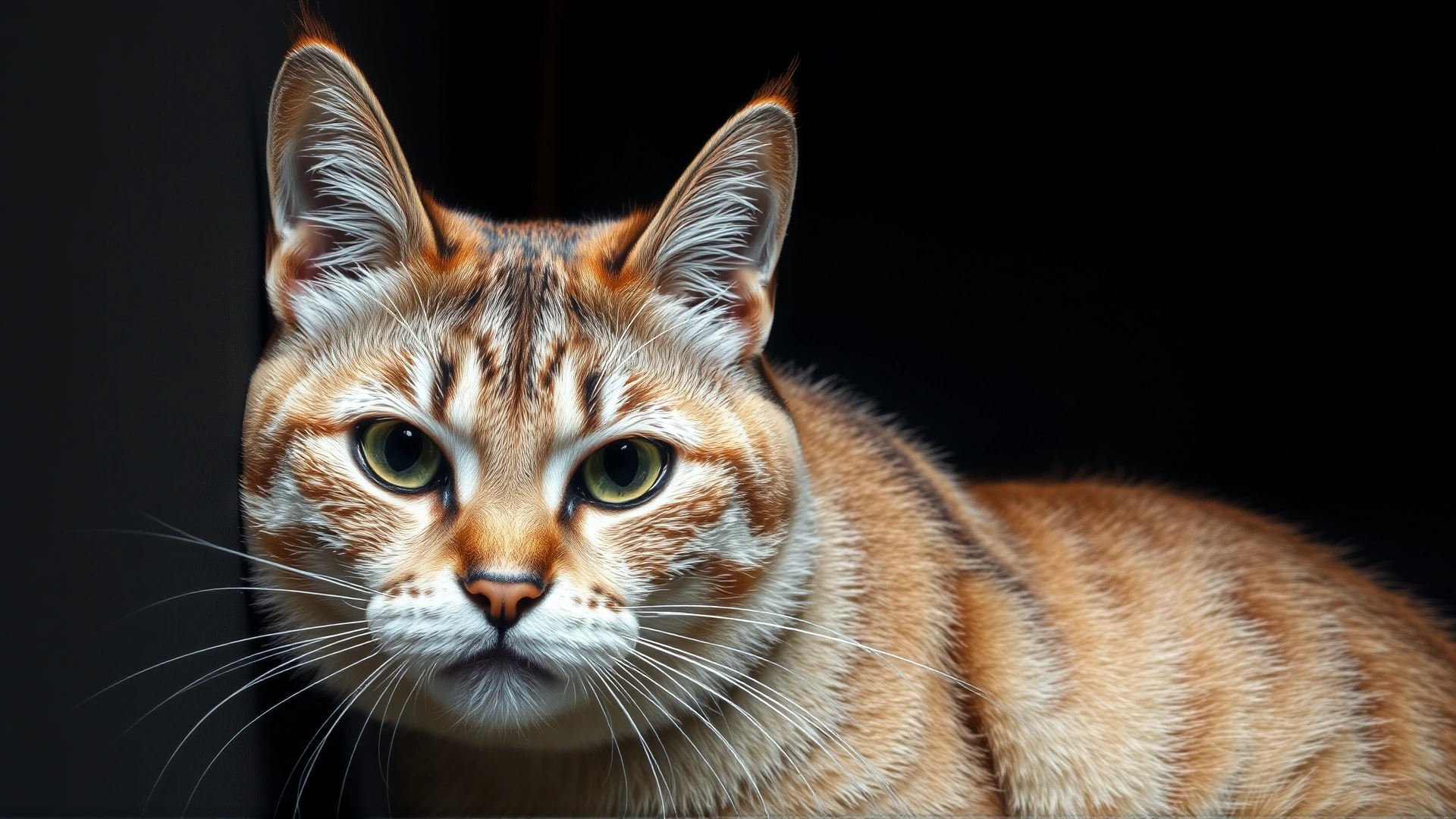 Concerned-looking cat pressing its head firmly against a wall in a dimly lit room, illustrating abnormal behavior, no text.