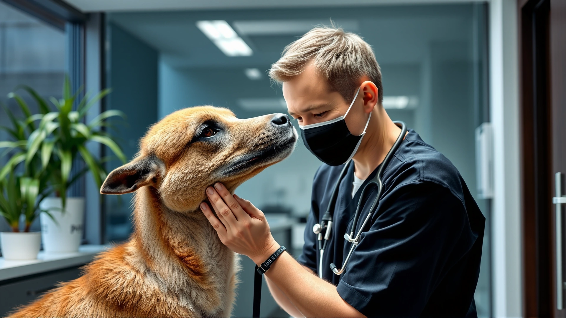 Veterinarian conducting a routine wellness exam on an Azawakh in a modern clinic