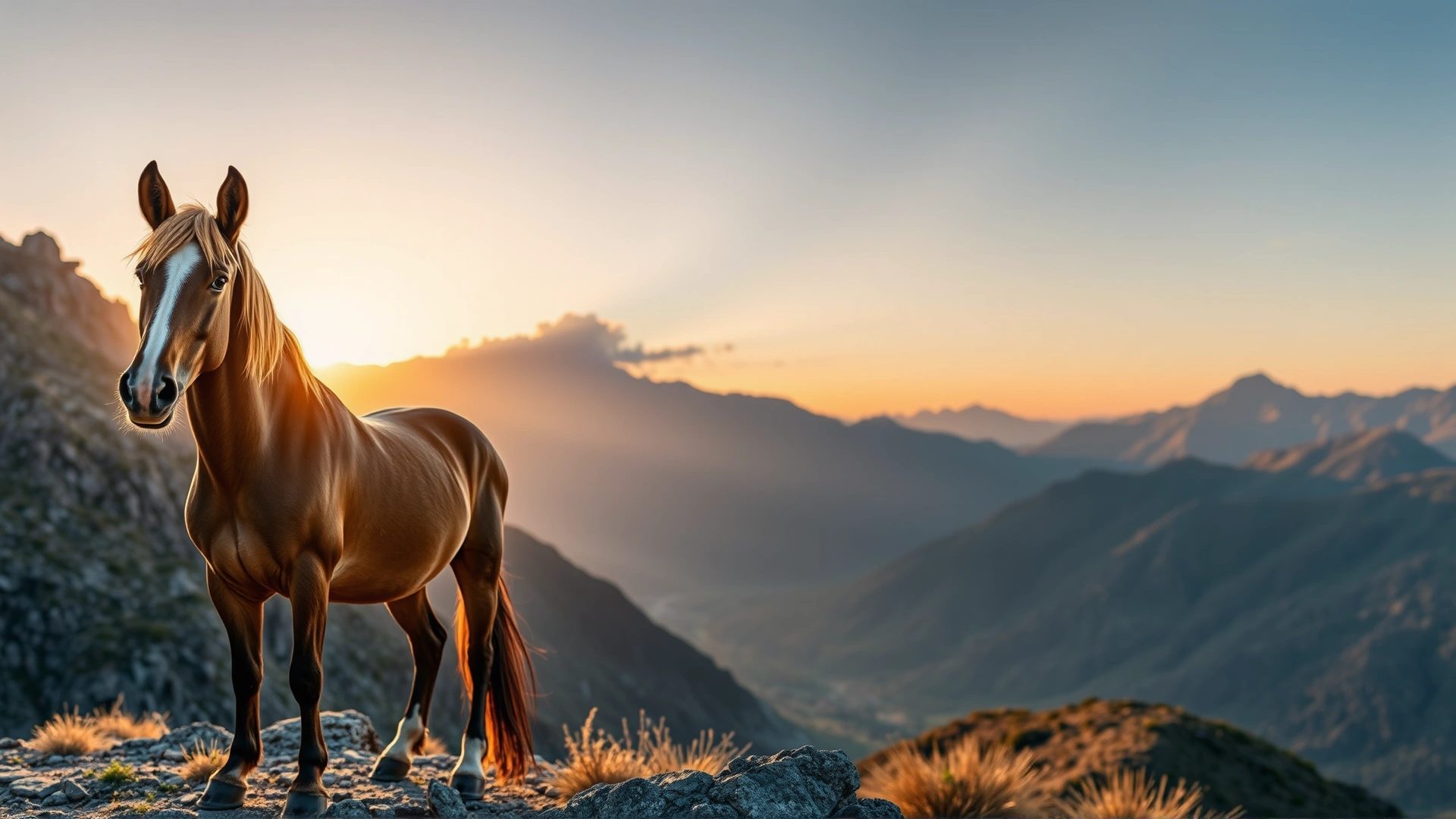 French Cob horse galloping across a green pasture under soft morning light, motion blur conveying speed and vitality, high-resolution photo