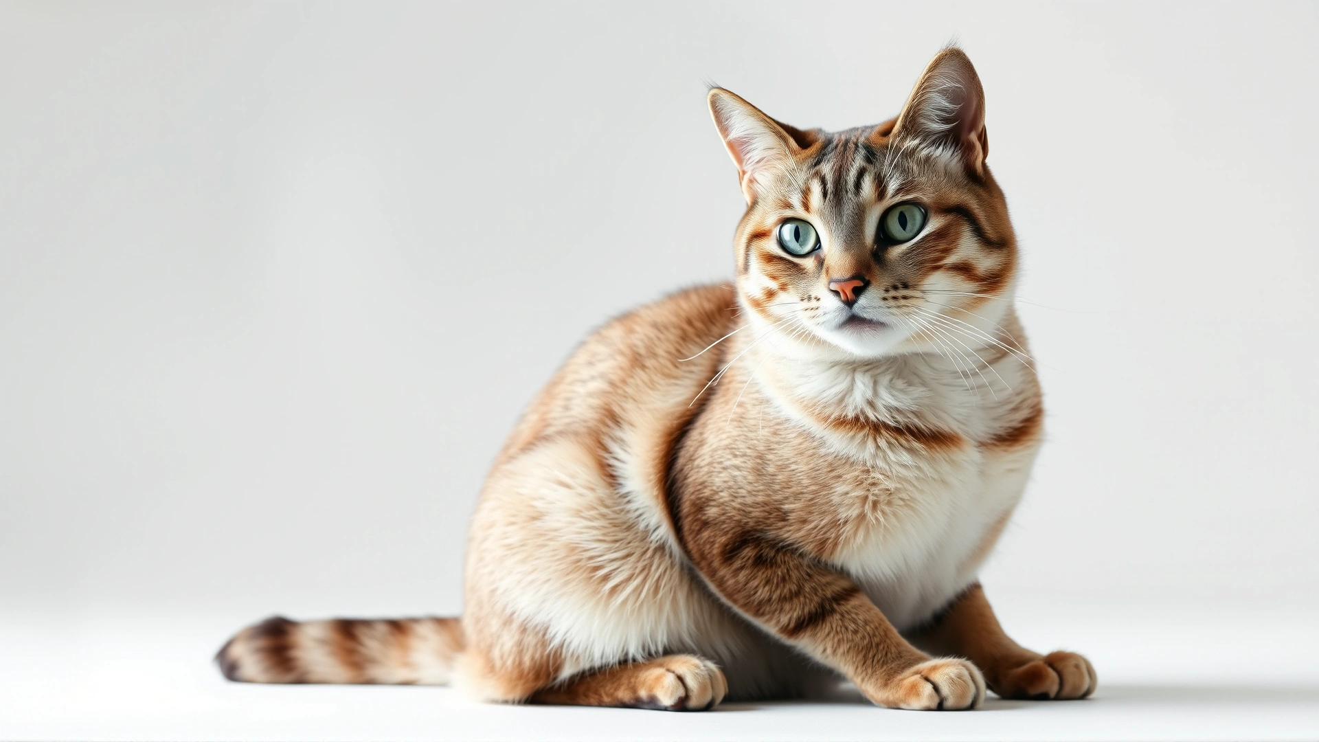 Wide horizontal image of a healthy adult cat sitting gracefully with a subtle overlay of medical icons related to blood and health, white background softly faded at the edges.