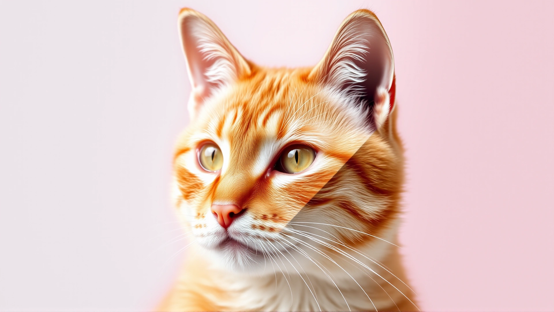 Close-up of a domestic shorthaired cat resting on a white towel at a veterinary clinic, looking slightly fatigued but calm; soft depth of field and bright lighting.
