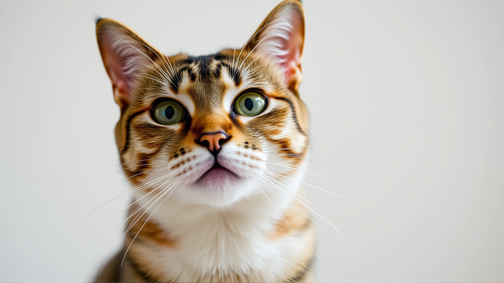 Close-up portrait of a healthy domestic cat looking at the camera with a soft, neutral background. The cat appears alert but calm, giving a relatable face to the topic.