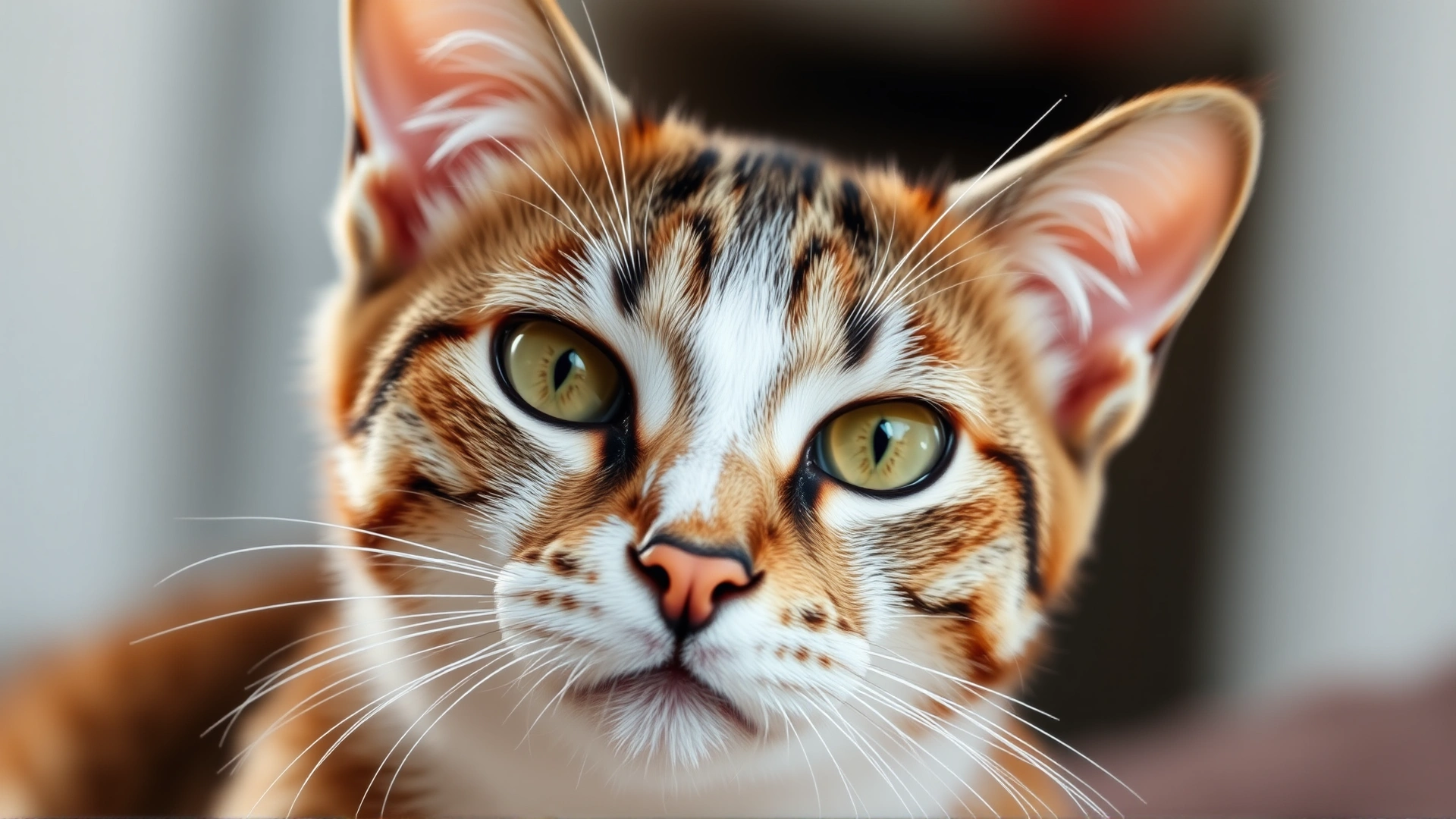 Close-up of a calm domestic cat looking directly at the camera with soft, natural lighting, conveying hope and resilience.