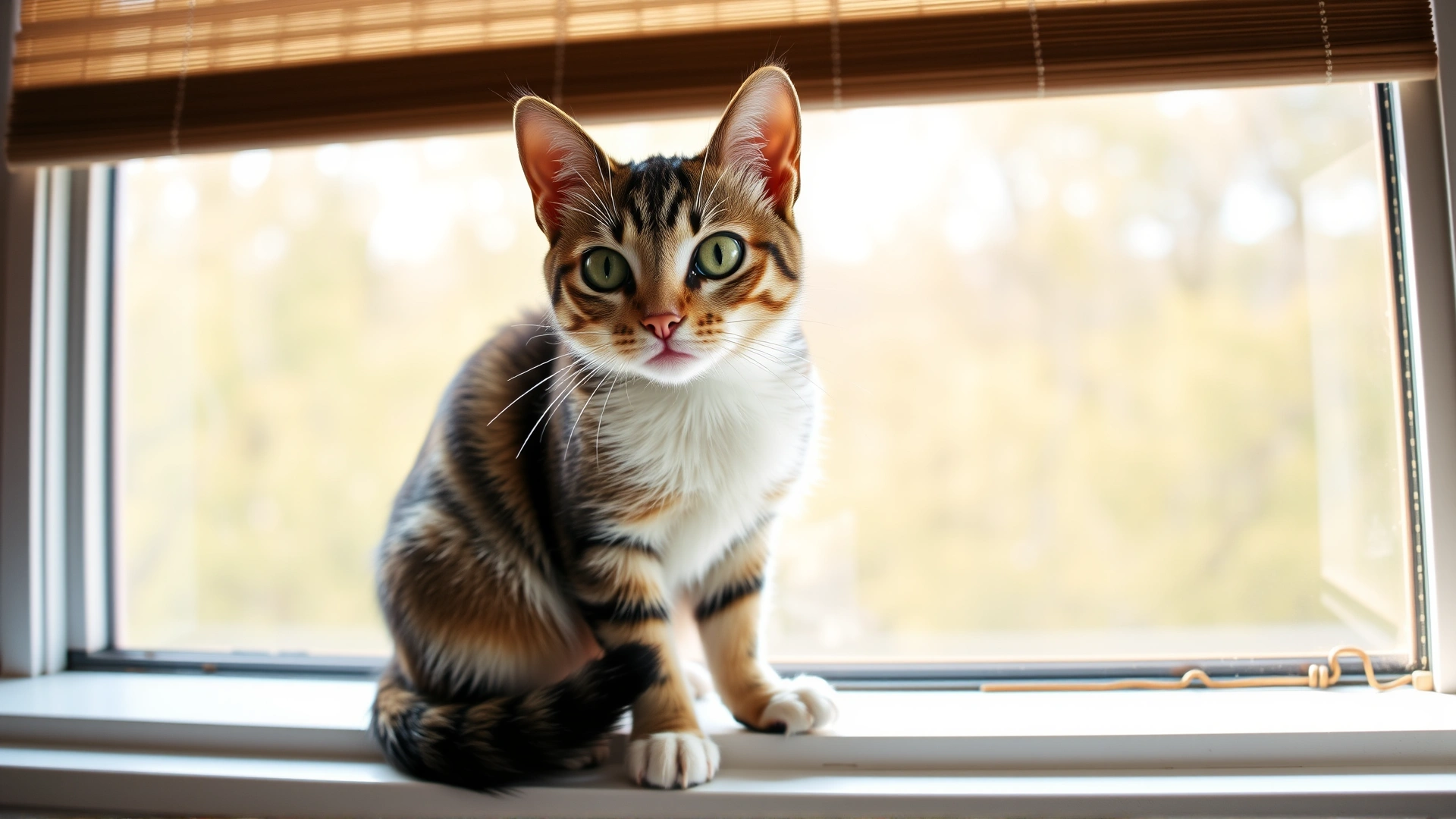 Wide horizontal image of a healthy domestic short-haired cat sitting on a windowsill with soft natural light, looking curious; serves as a welcoming hero banner for the article.