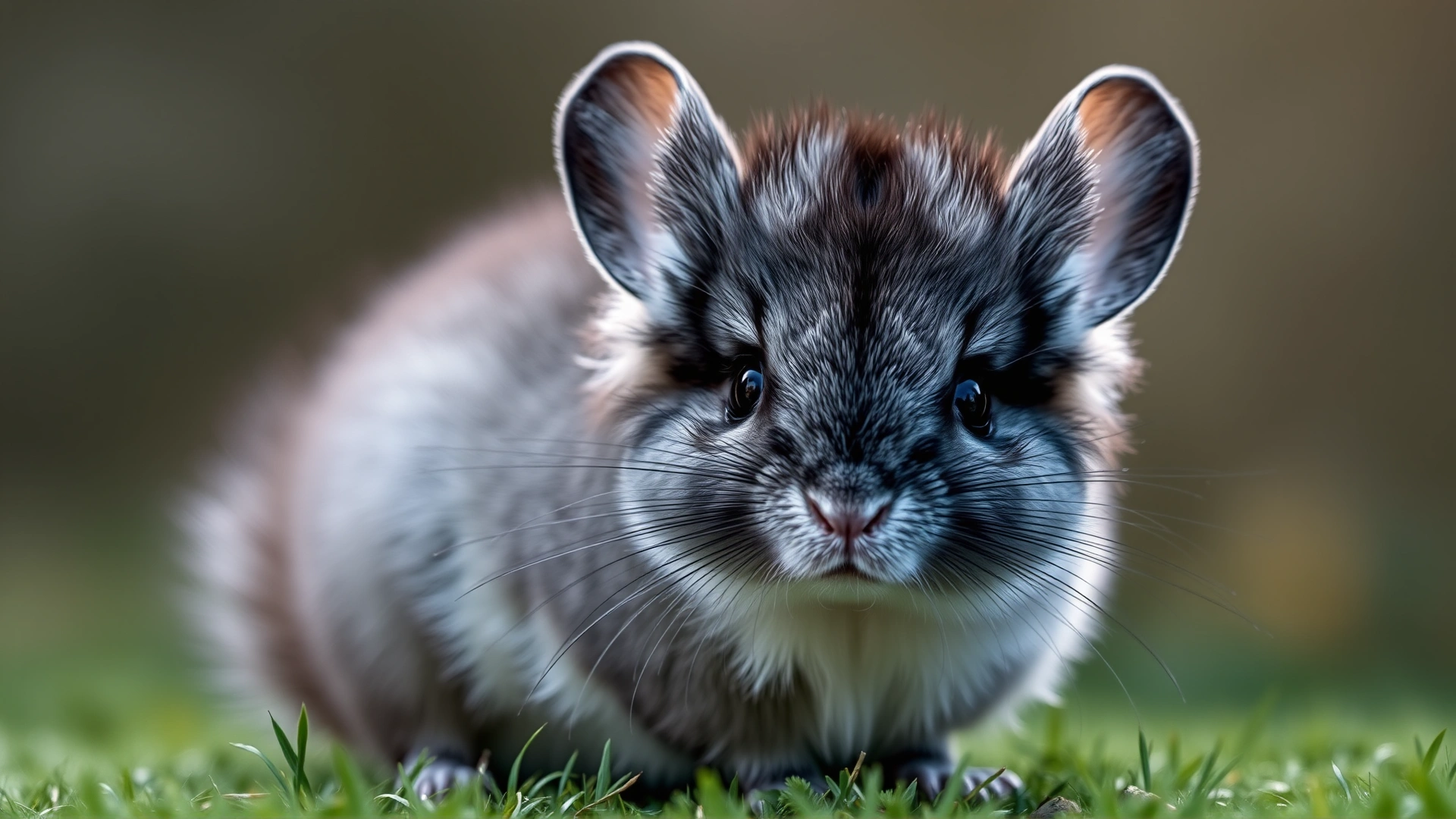 Cute chinchilla looking directly at camera with blurred natural background, symbolizes fertility and well-being, high resolution
