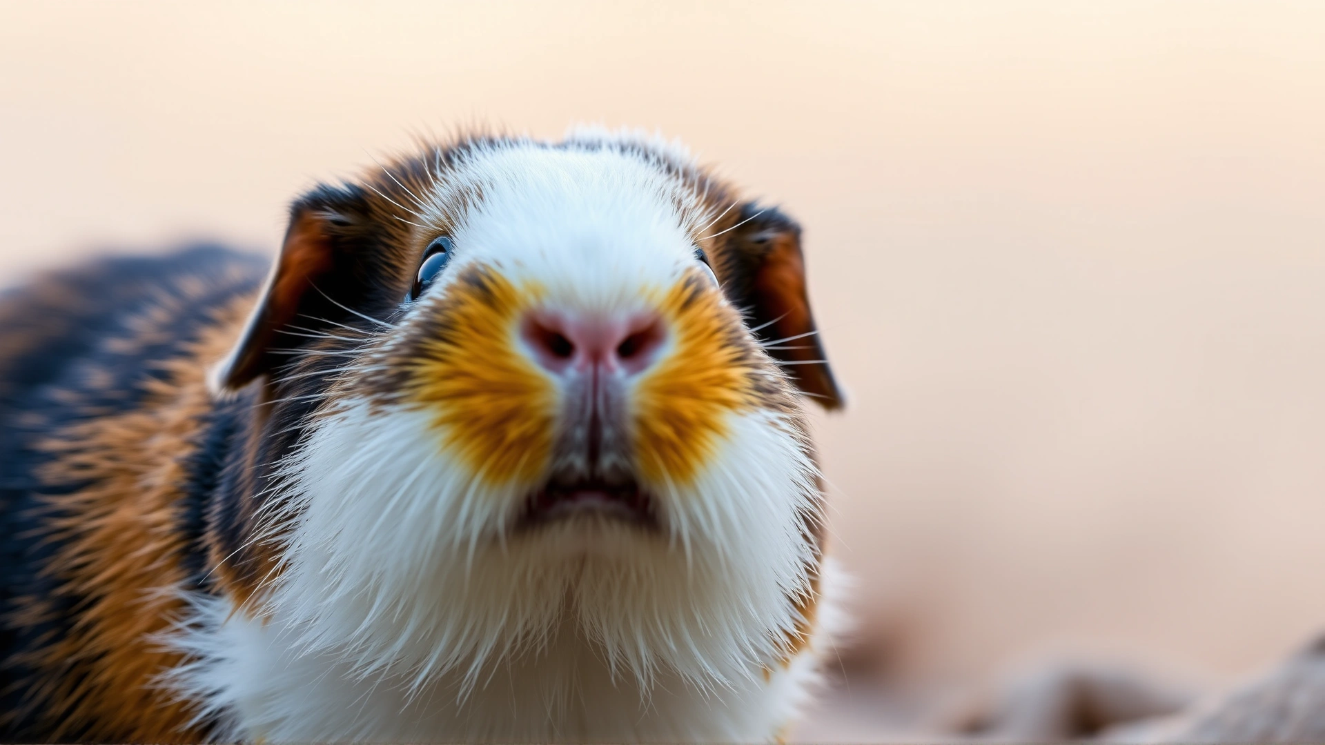 Bright, high-resolution image of an alert guinea pig looking directly at the camera with a softly blurred natural background