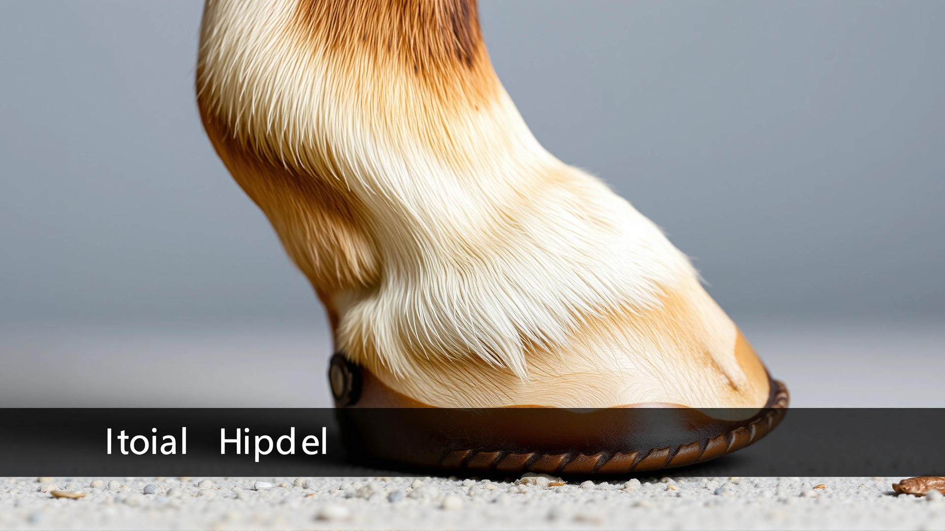Macro shot of a healthy horse hoof from the side, clean and well-trimmed, on a neutral background to illustrate ideal hoof balance.