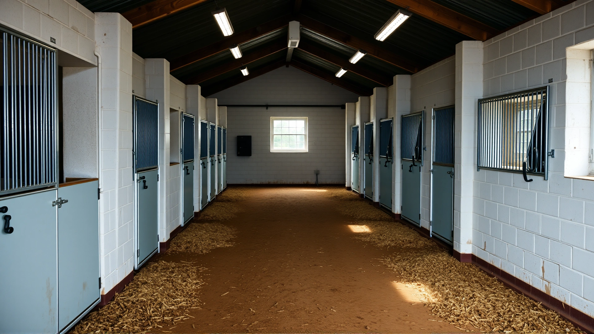 Clean and organized horse stable with fresh bedding and minimal manure to emphasize hygiene.