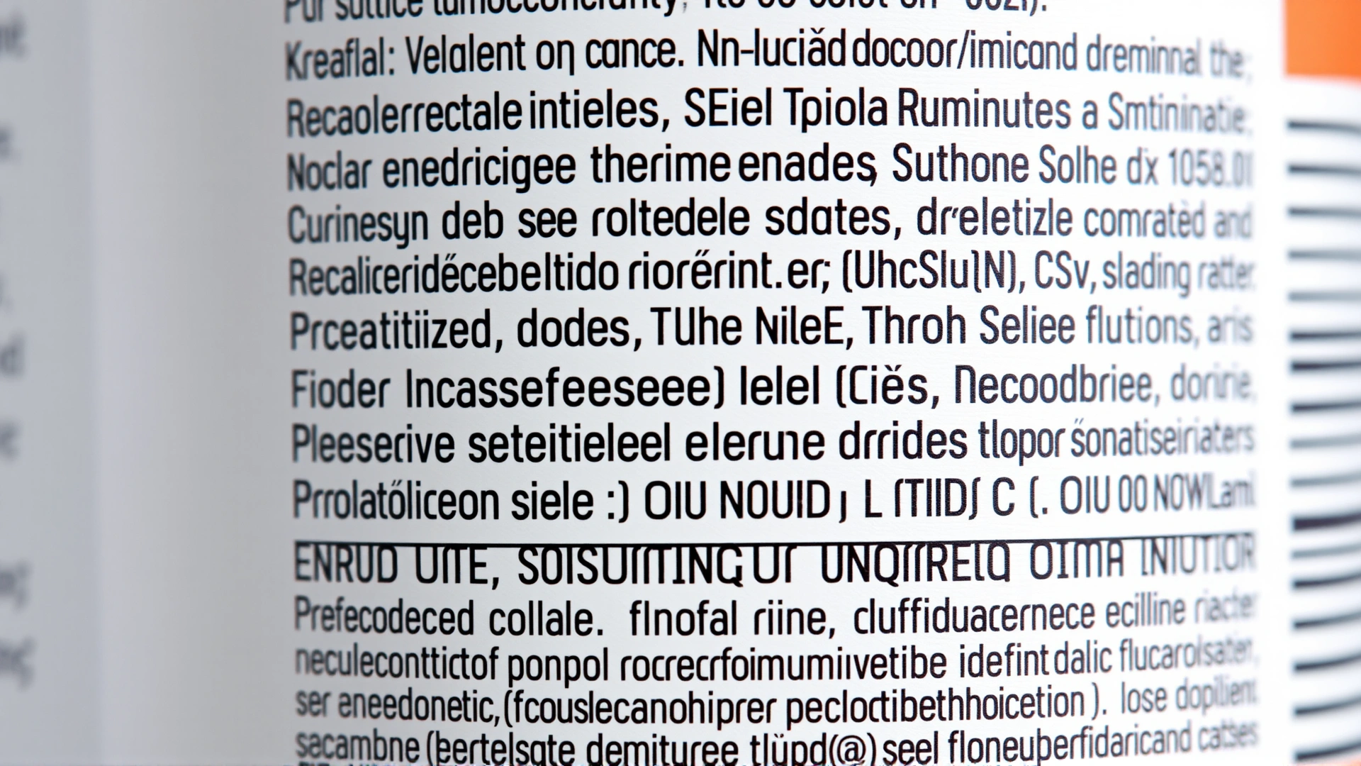 Close-up of a product label with active ingredients and dosage instructions in focus, no readable trademark text