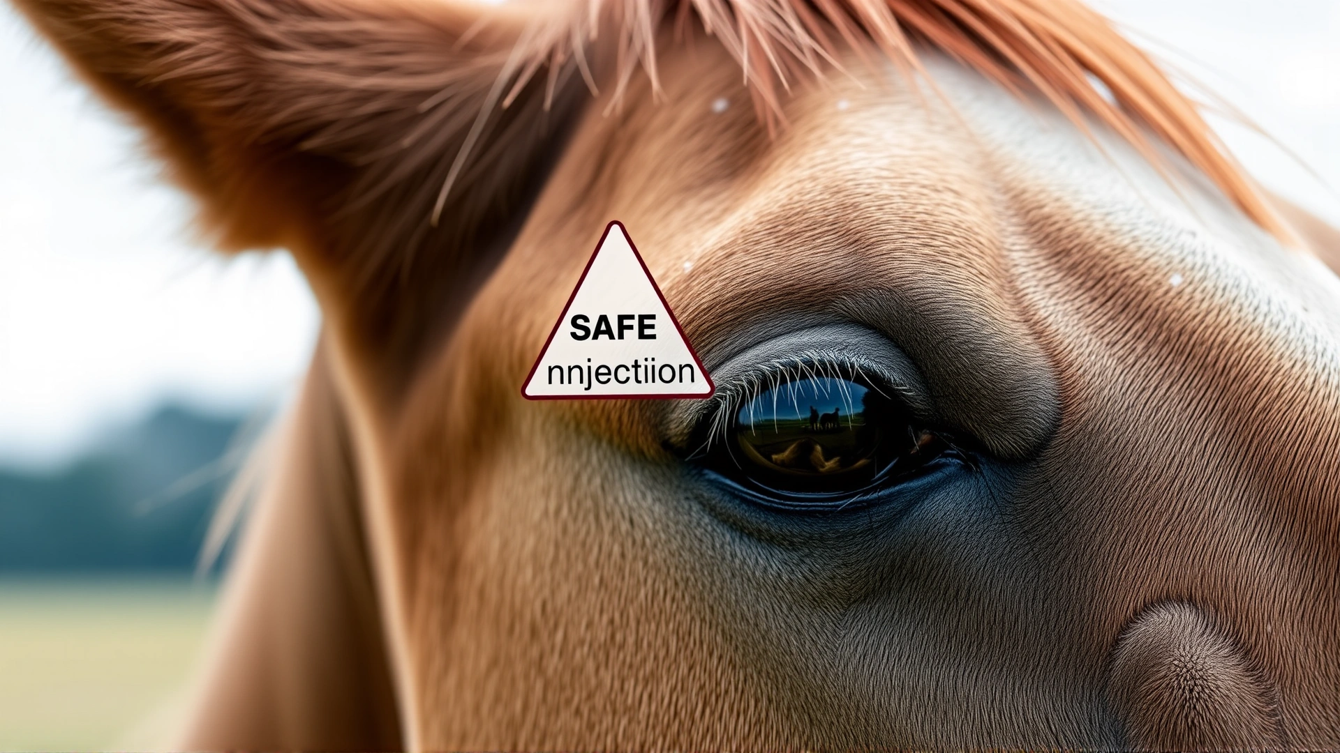 Macro shot of a horse’s neck highlighting the safe injection triangle area, no labels or text, realistic detail