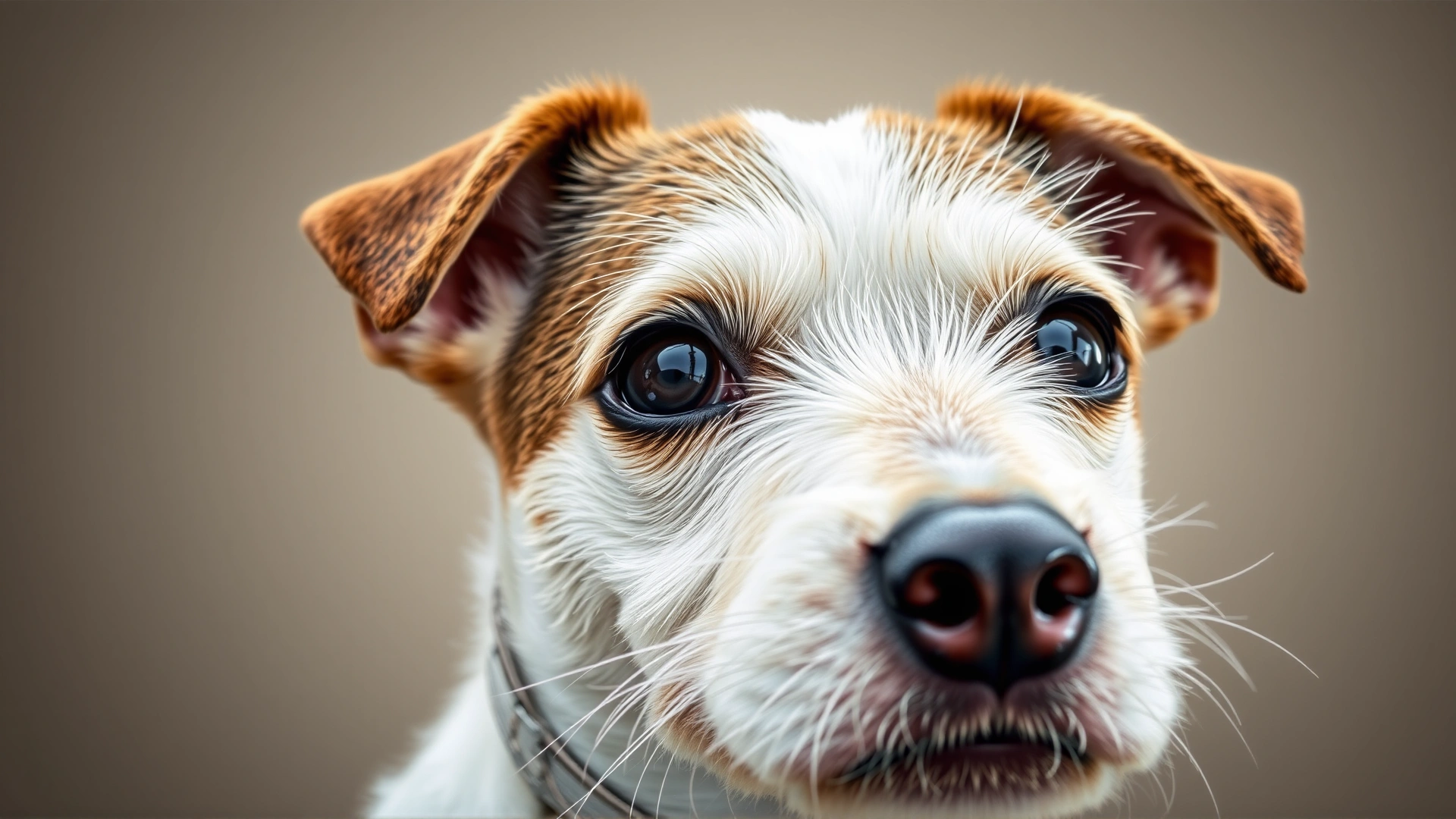 A close-up portrait of a Russell Terrier looking alert and curious, highlighting its expressive eyes