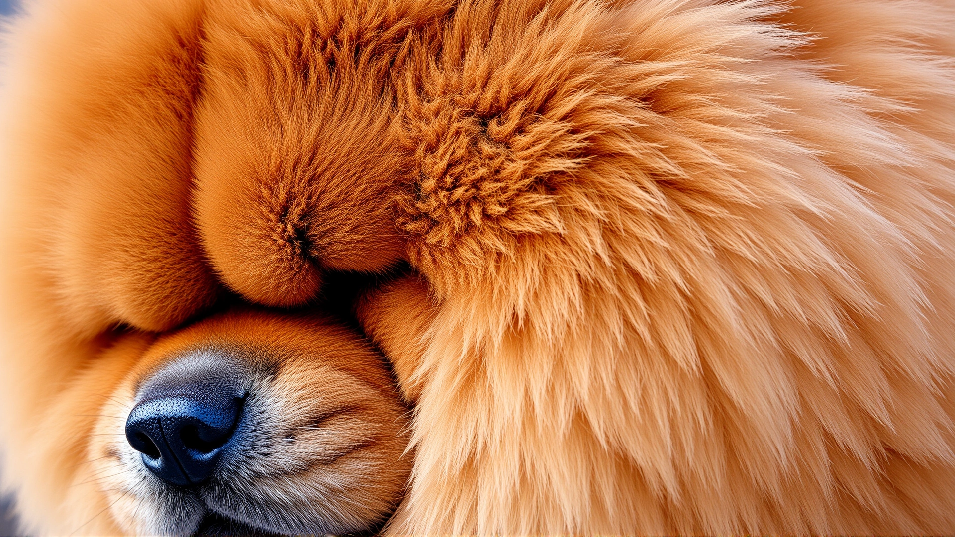 Close-up of a Chow Chow's dense, fluffy mane around its neck, emphasizing texture of double coat