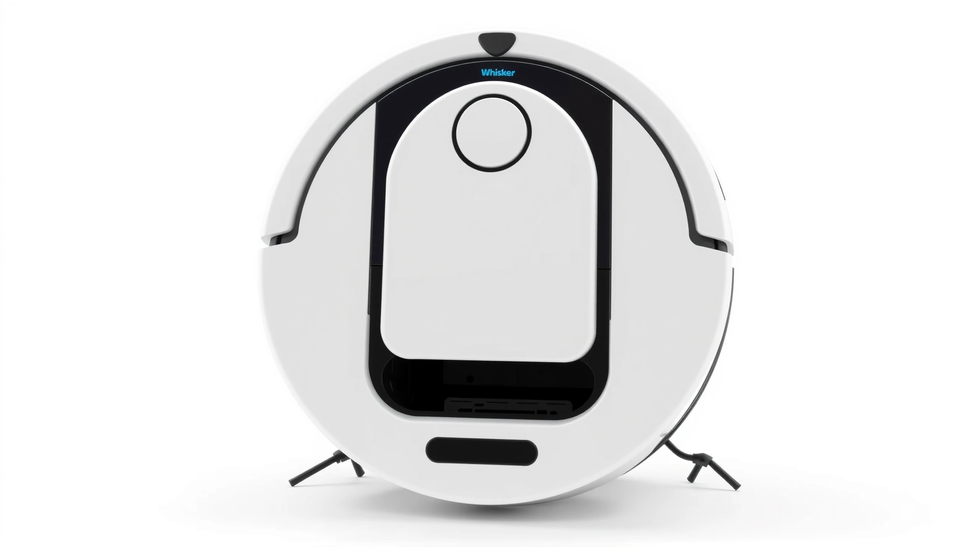 Studio product shot of the Whisker Litter-Robot 4, front angle showing its round entry and control panel, white background.