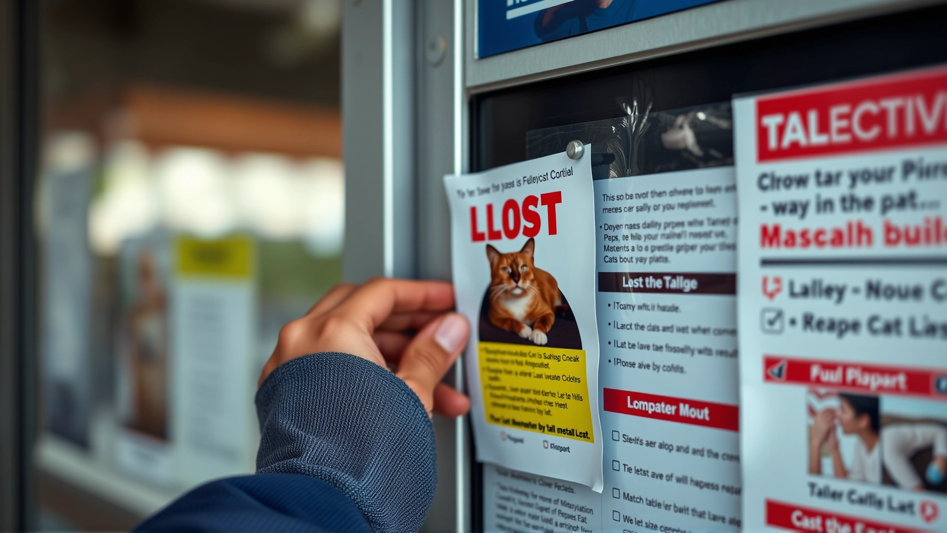 Hand pinning a colorful 