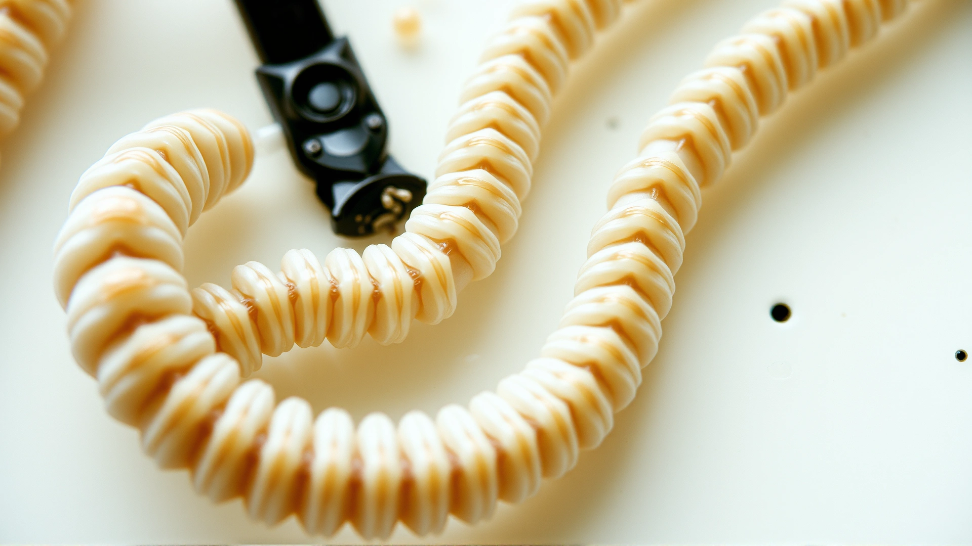 Macro photograph of tapeworm segments (proglottids) under a microscope on a light background, high detail, no text.