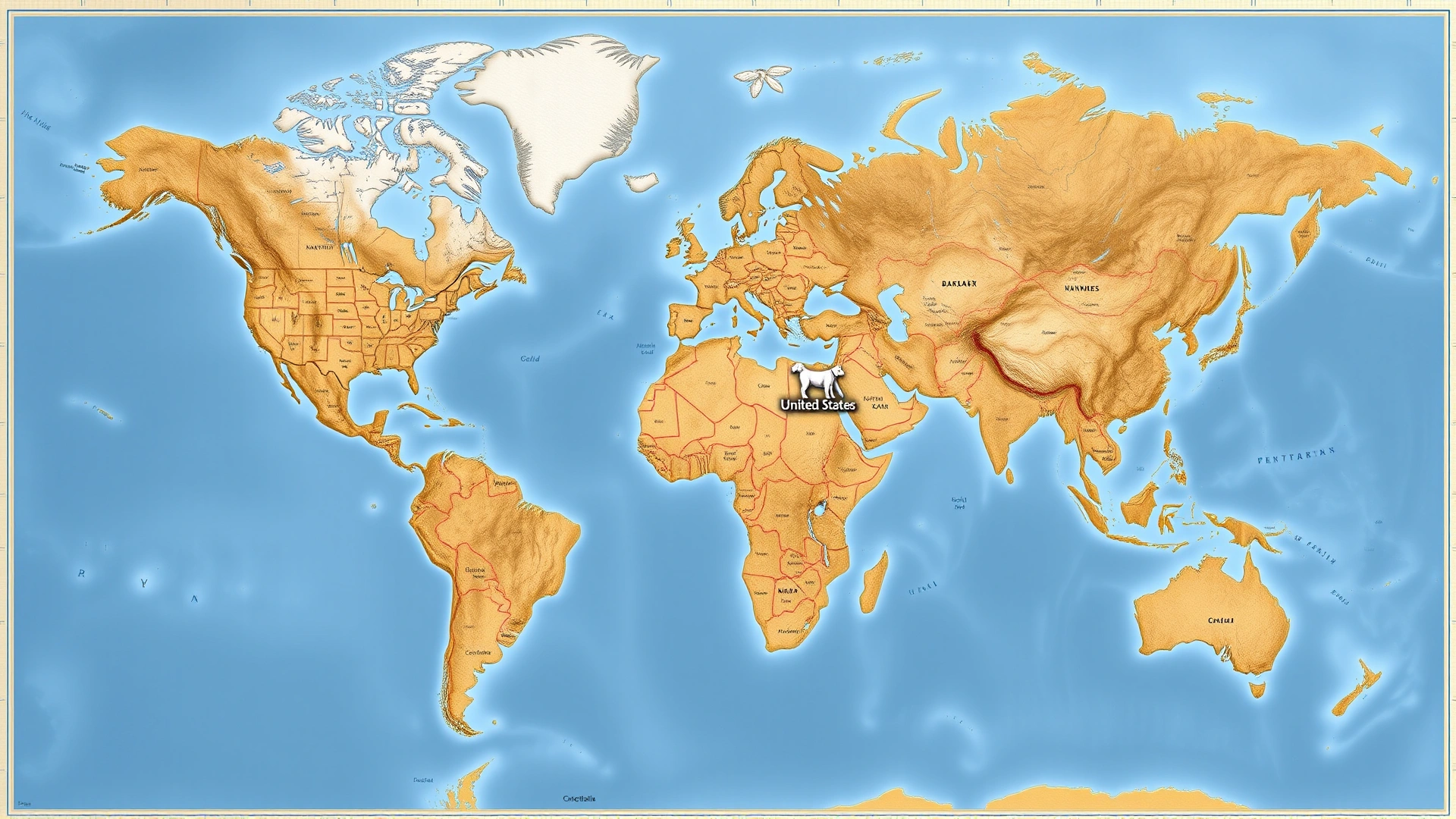 Simple world map highlighting the United States with a small Cockapoo icon to indicate the breed's origin.