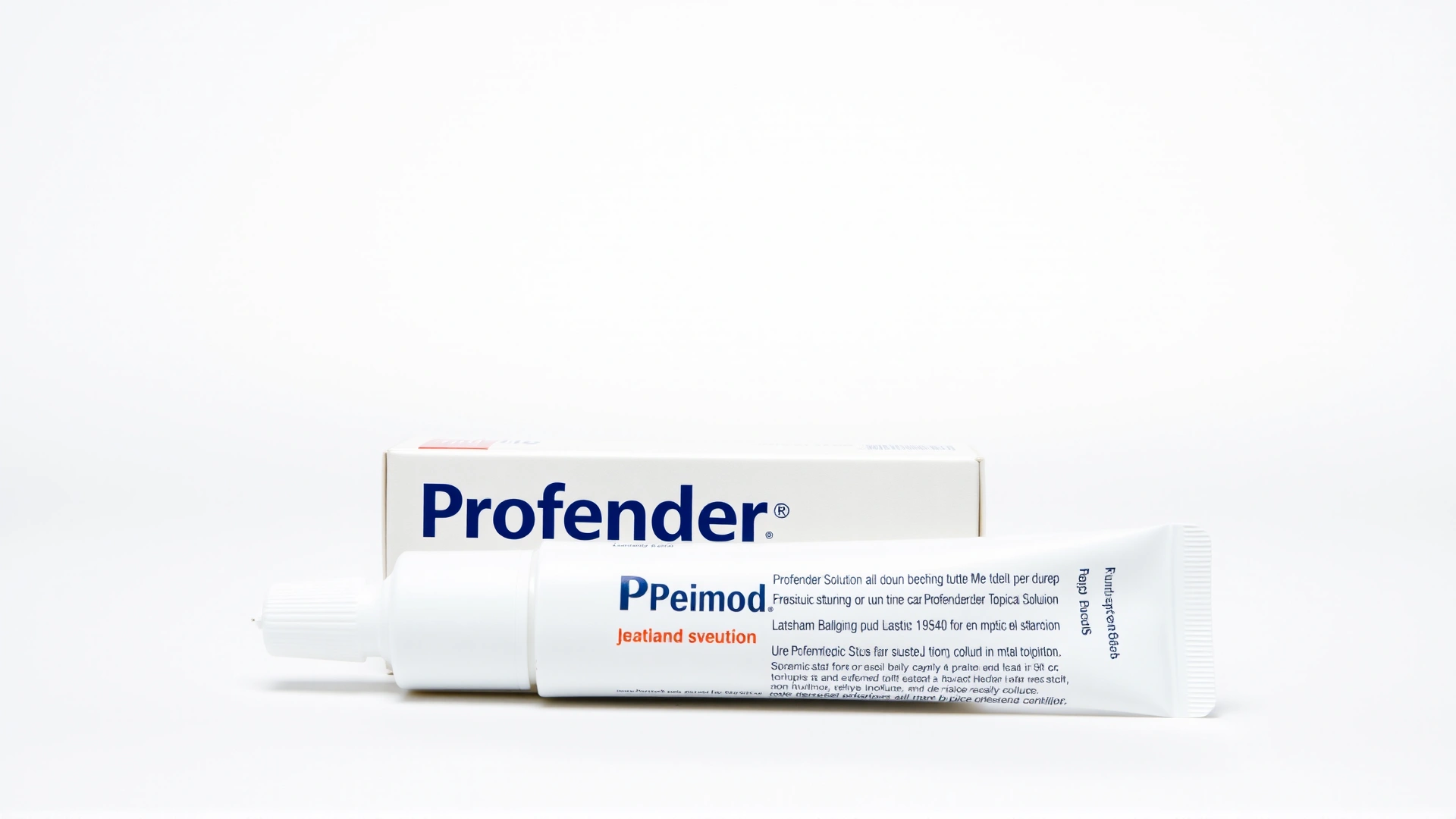 Studio photograph of a Profender Topical Solution box and single-dose tube on a white background, clearly showing packaging design.