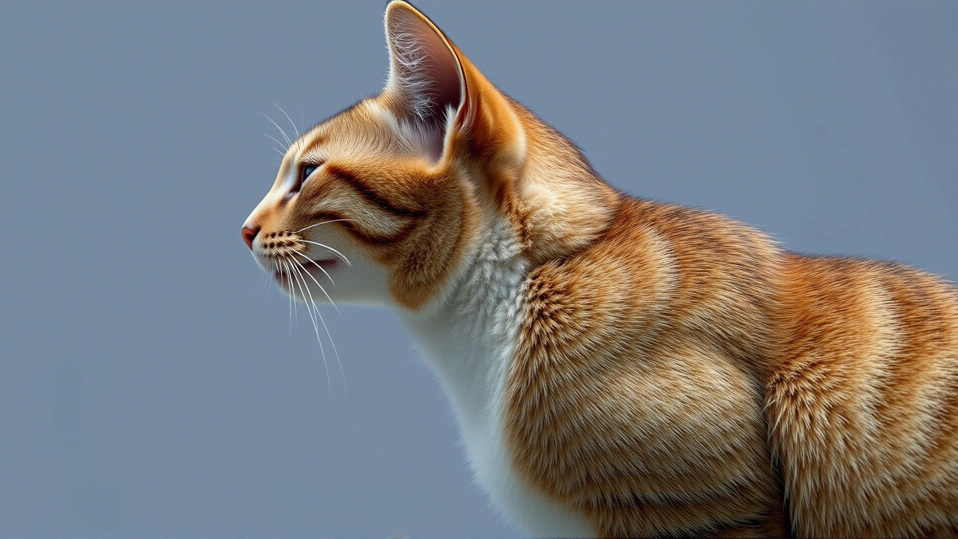 Side-profile of a cat with subtle focus on the throat and chest area, highlighting the source of purr vibrations without any text overlay.