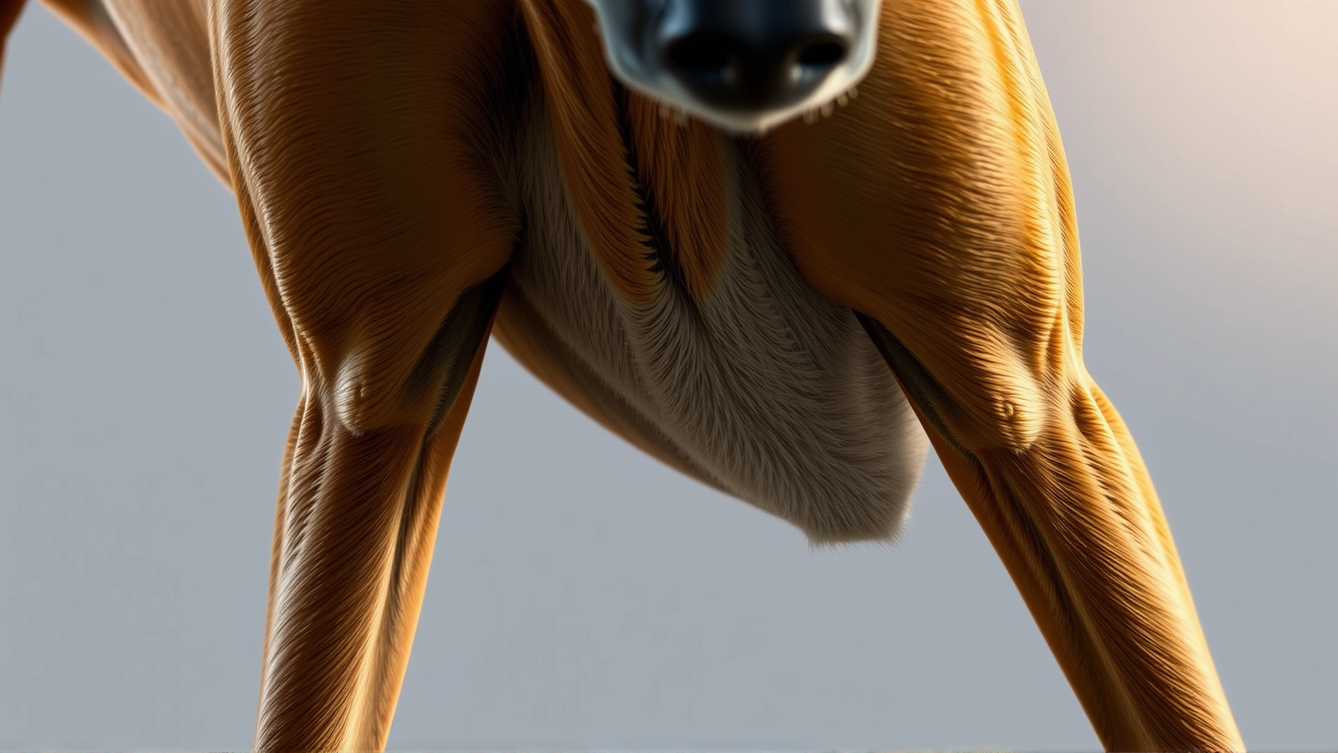 Close-up shot focusing on the Saluki's long legs and deep chest to illustrate its aerodynamic build.