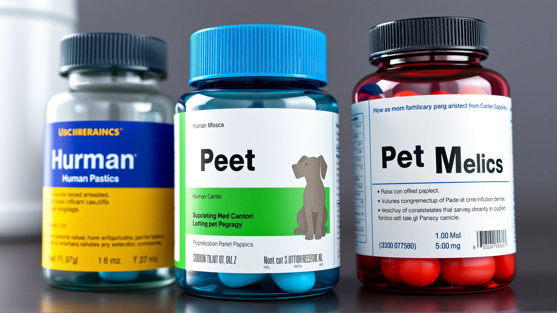 Two labeled containers side by side—one for human meds and one for pet meds—in contrasting colors