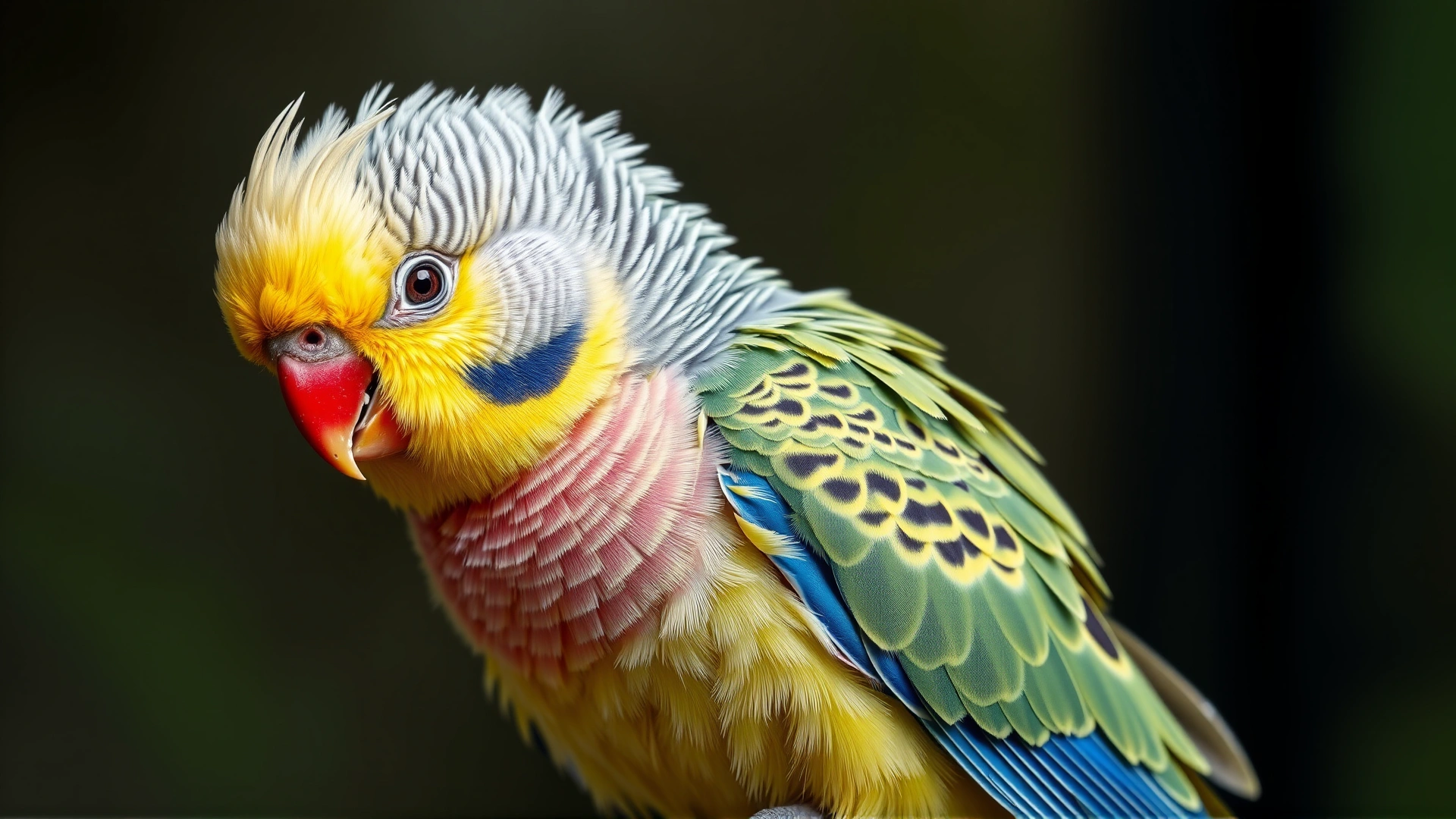 Parakeet fluffed up and lethargic on a perch, illustrating signs of possible illness