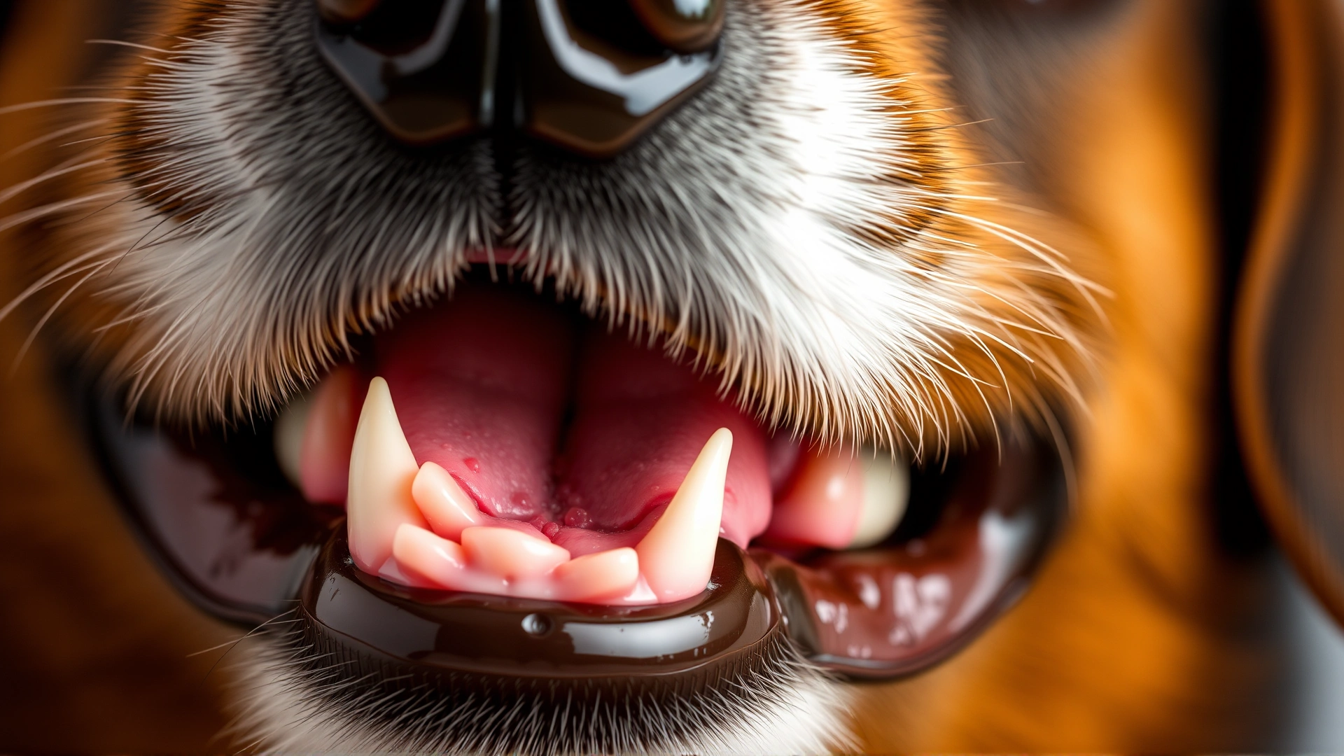 Close-up of a dog's mouth showing mild gingival hyperplasia on pink gums to illustrate a potential side effect.