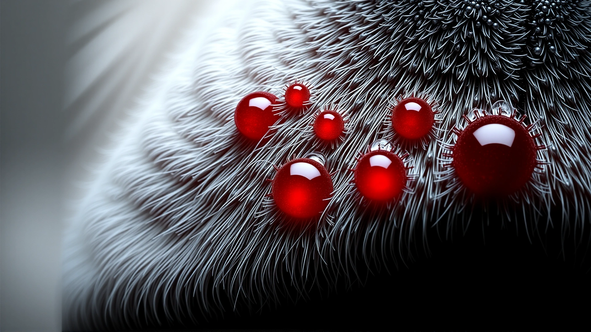 High-resolution close-up of dog gums showing small red petechiae spots