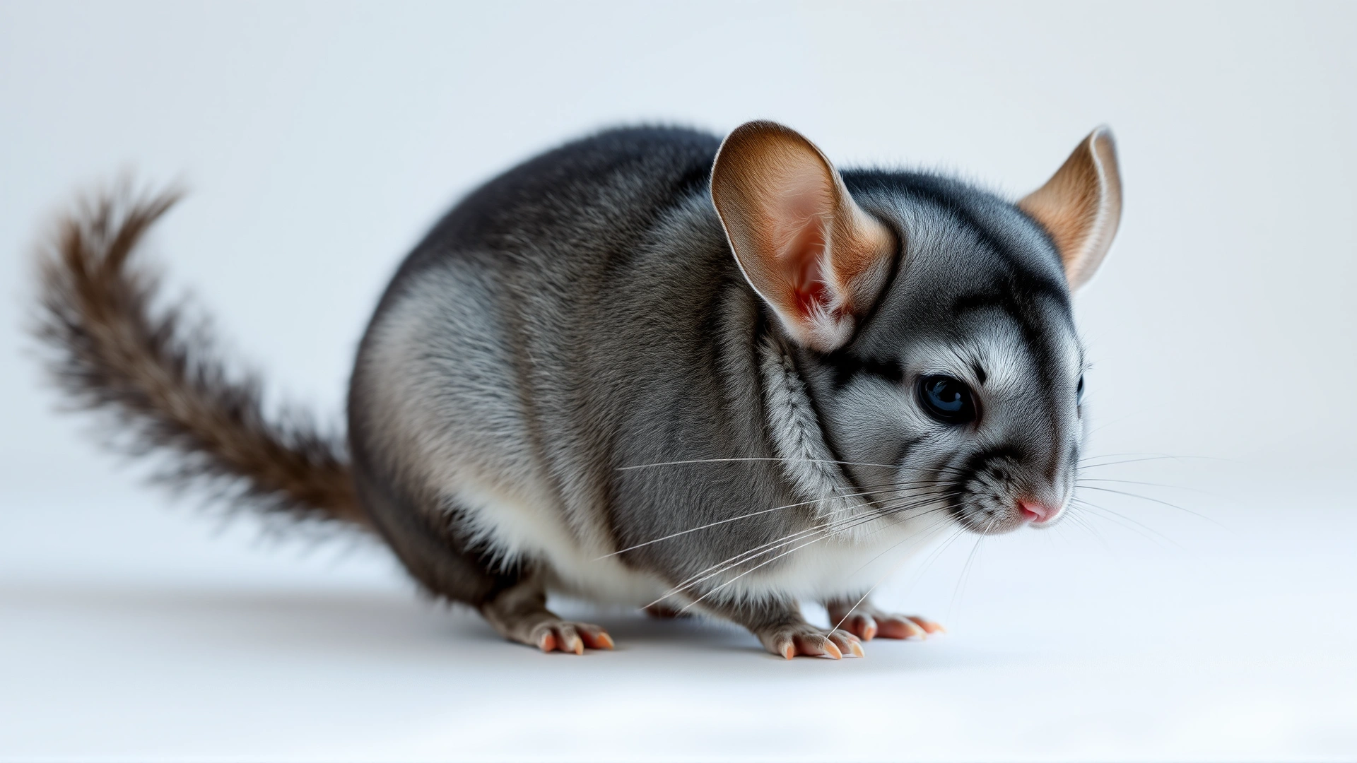 Chinchilla displaying neurological symptom such as head tilt or imbalance on a clean background