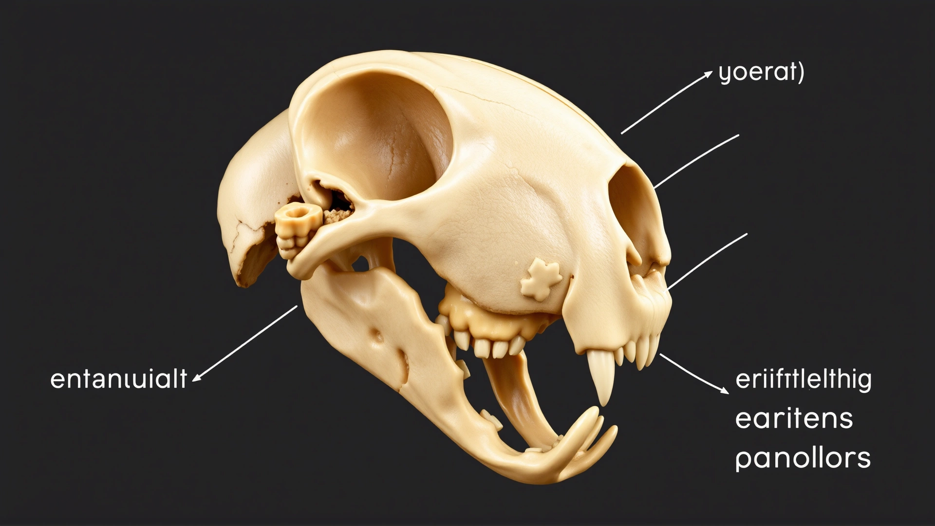 Illustration of a guinea pig skull highlighting continuously growing incisors and molars, no text or labels