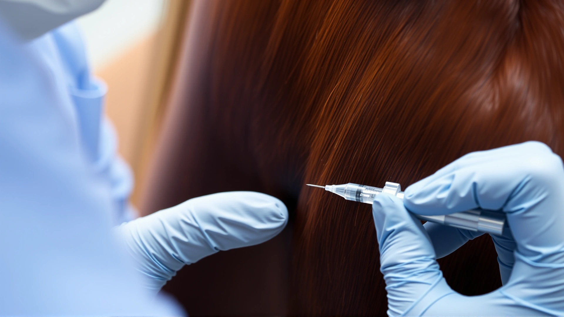 Close-up of a veterinarian administering an intramuscular vaccine into a horse's neck with sterile technique.