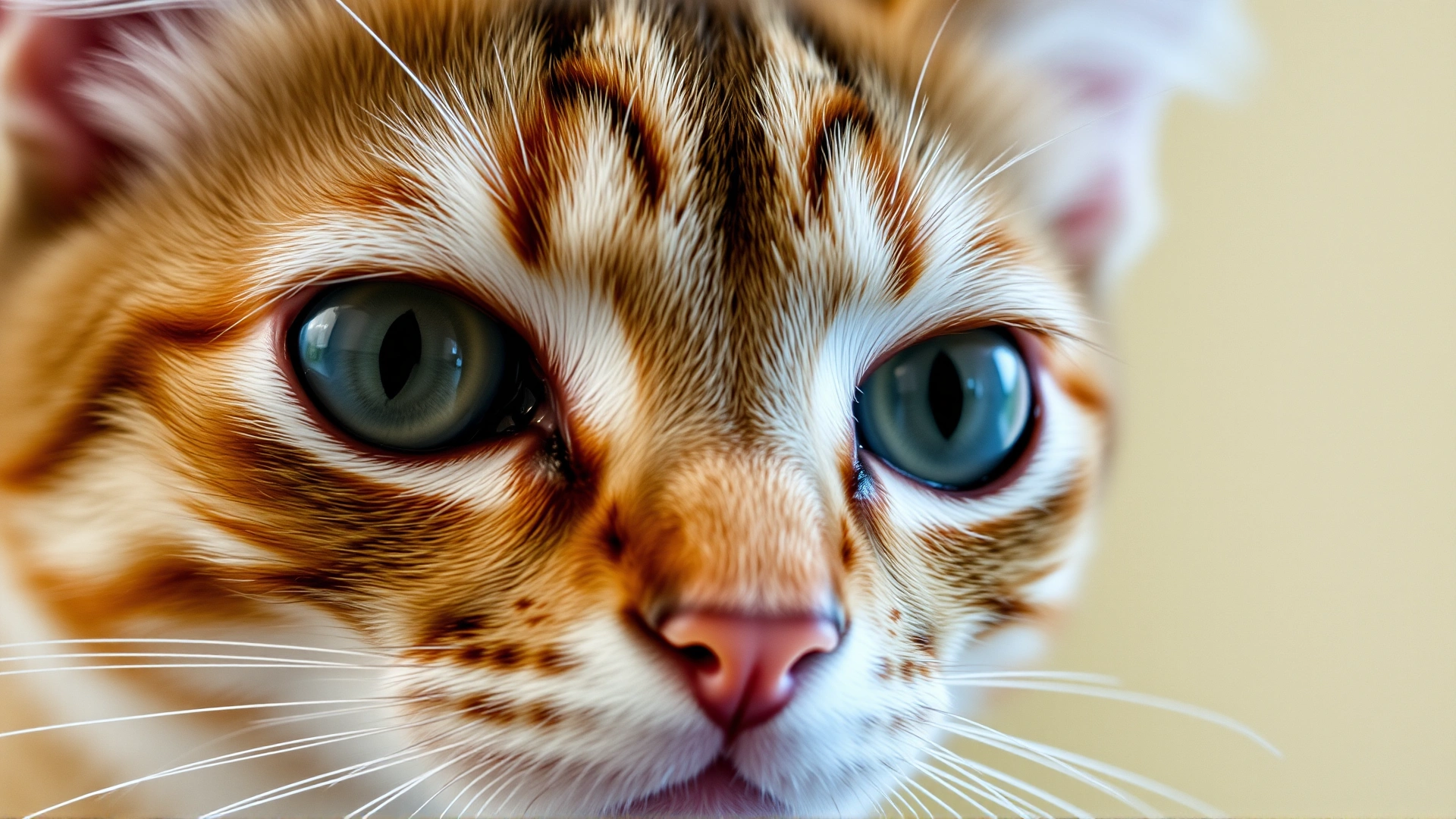 Close-up of a cat with wide eyes and dilated pupils, signaling anxiety