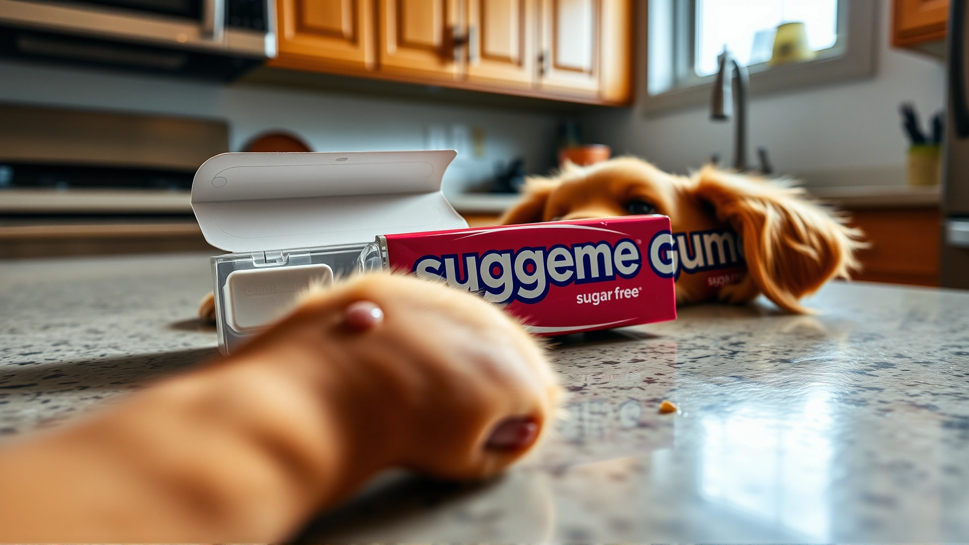 Open pack of sugar-free gum labeled 